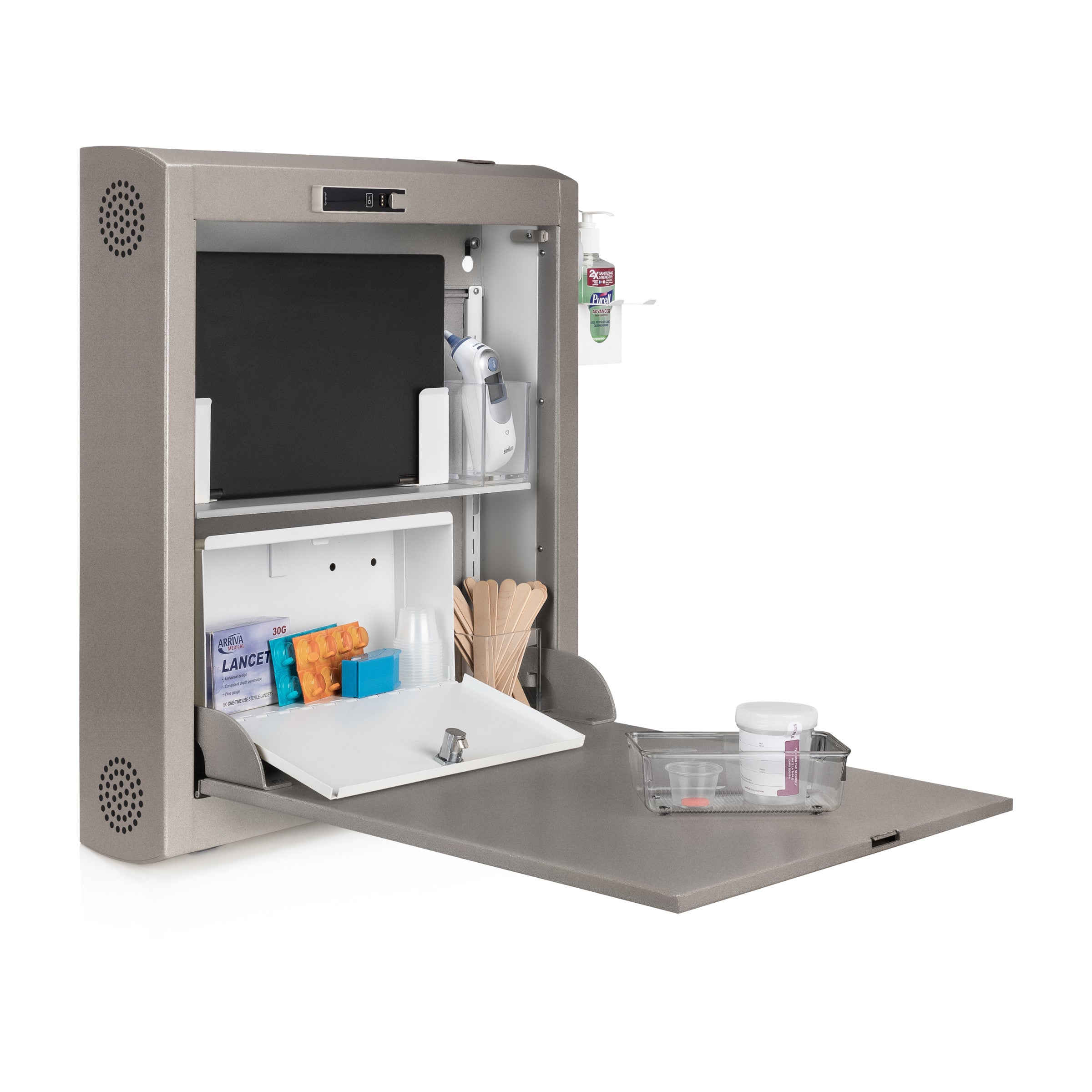 CarePod™ Narrow Wall-Mounted Workstations, 6" Depth, River Rock