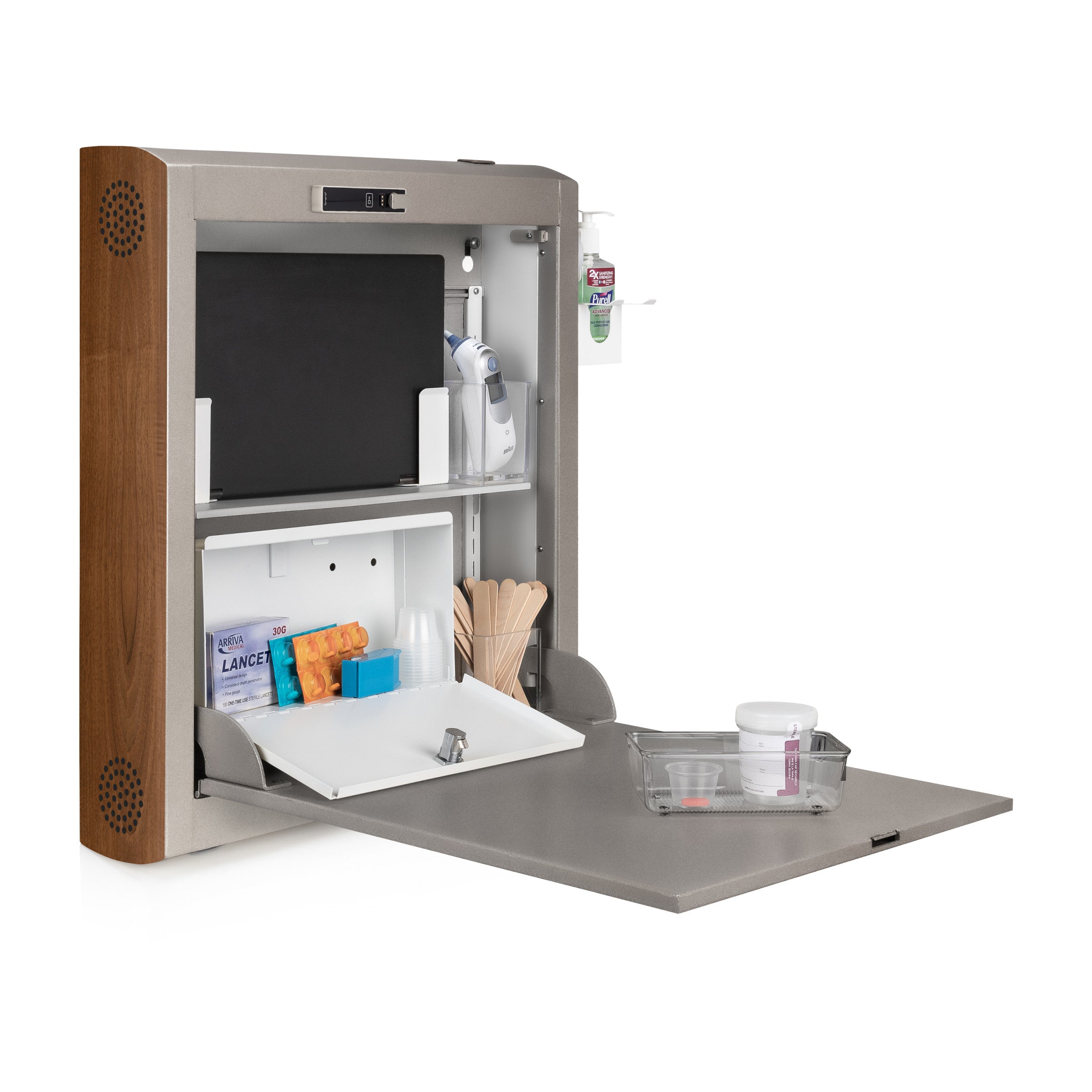 CarePod™ Narrow Wall-Mounted Workstations, 6" Depth, River Rock