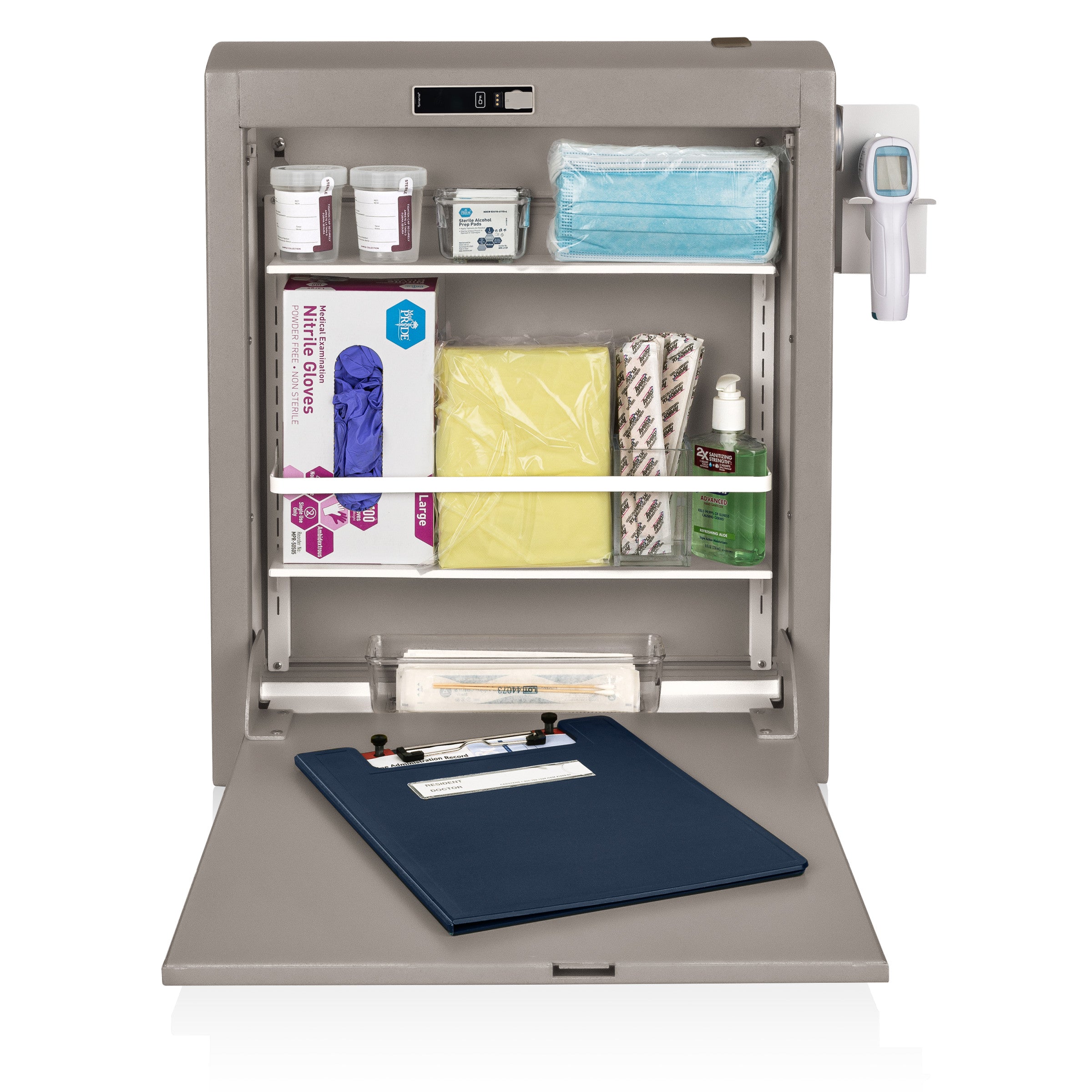 CarePod™ Narrow Wall-Mounted Workstations, 6" Depth, River Rock