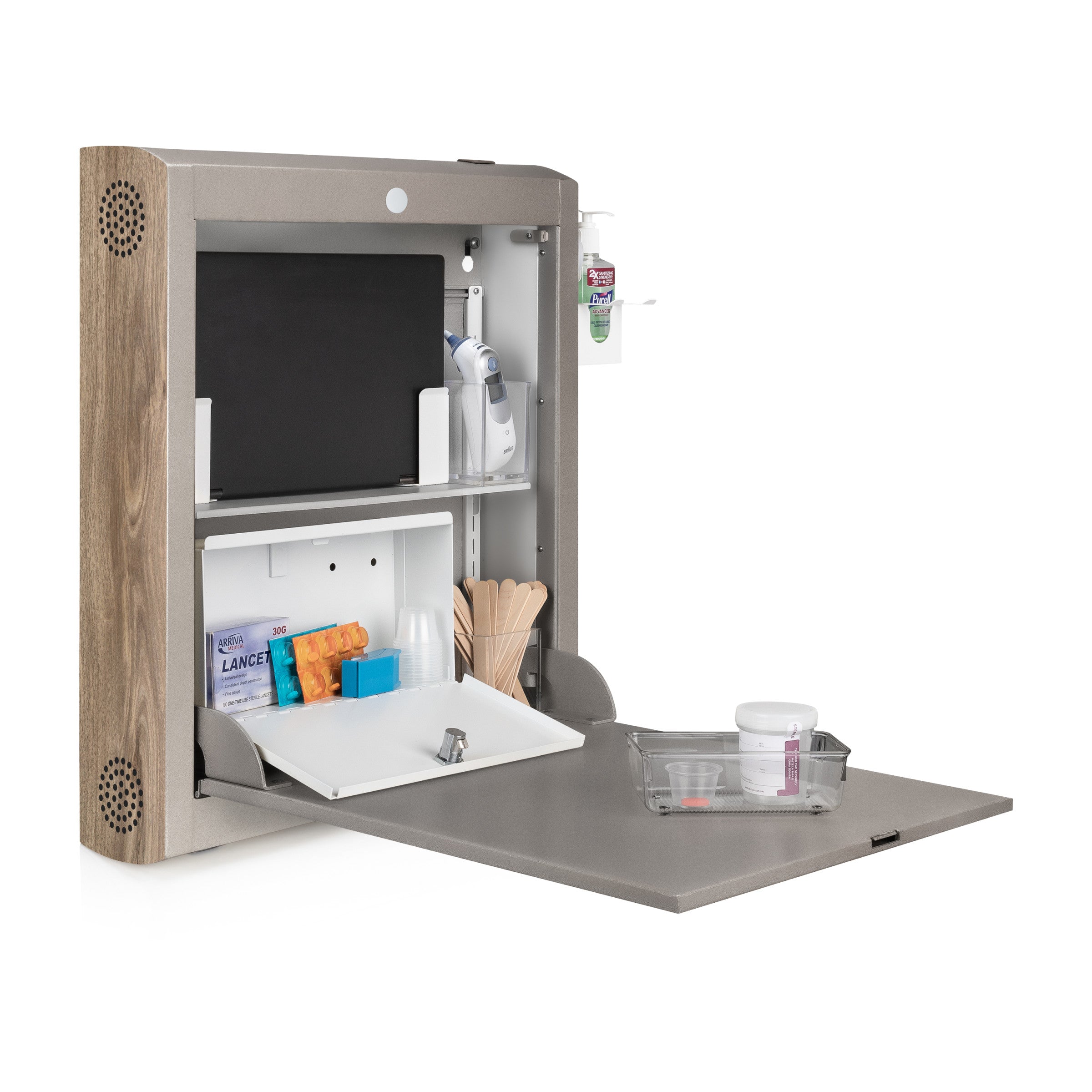 CarePod™ Narrow Wall-Mounted Workstations, 6" Depth, River Rock