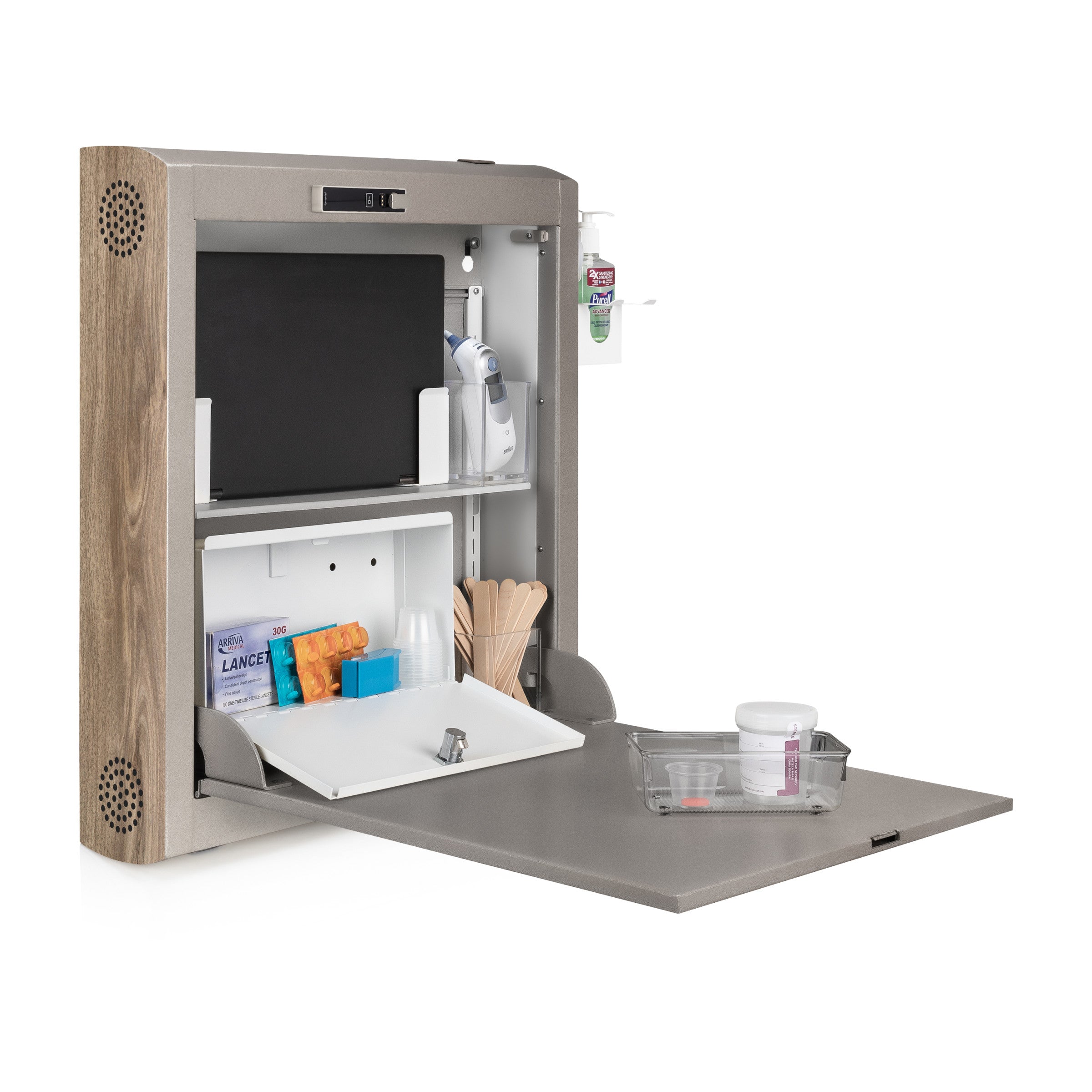 CarePod™ Narrow Wall-Mounted Workstations, 6" Depth, River Rock