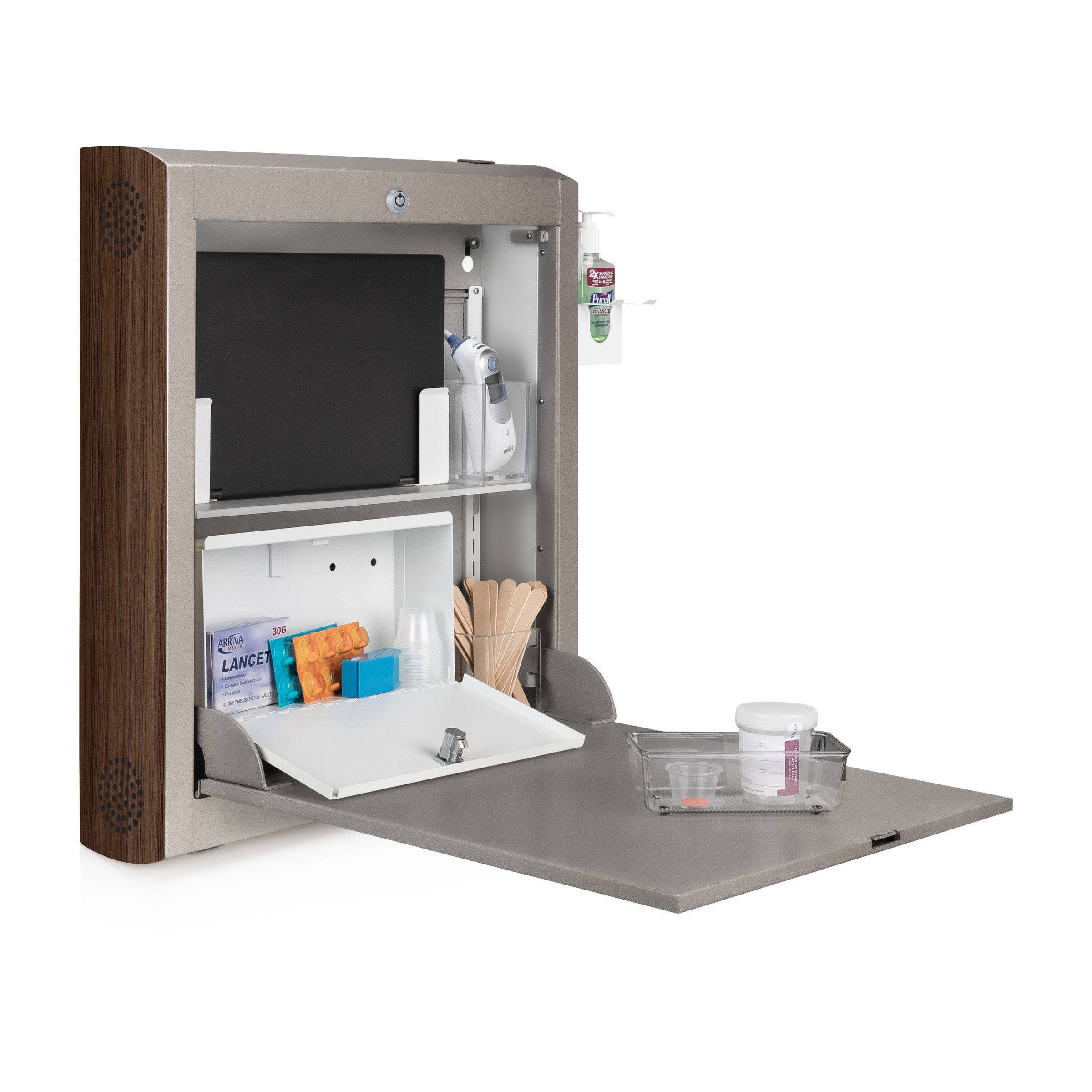 CarePod™ Narrow Wall-Mounted Workstations, 6" Depth, River Rock