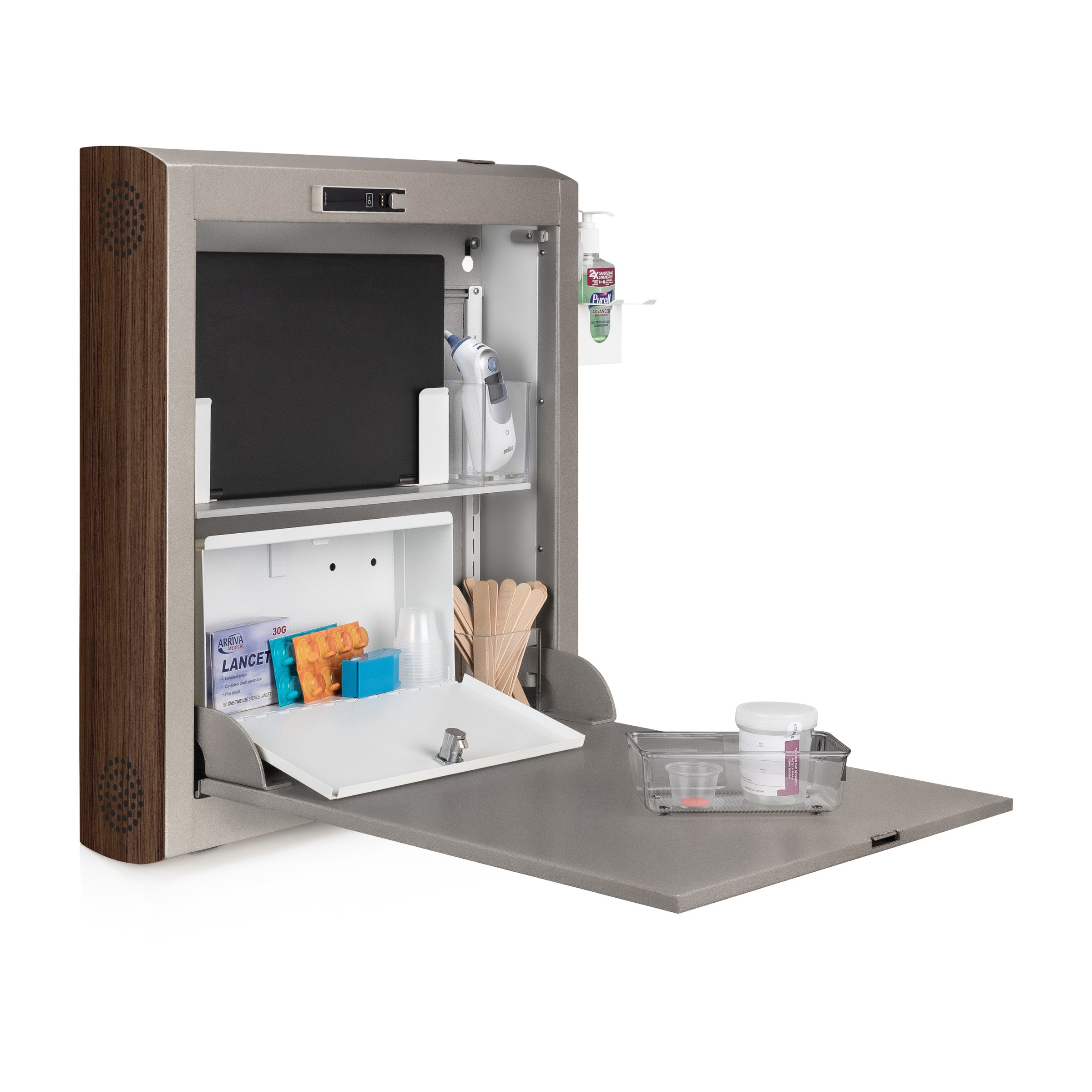 CarePod™ Narrow Wall-Mounted Workstations, 6" Depth, River Rock