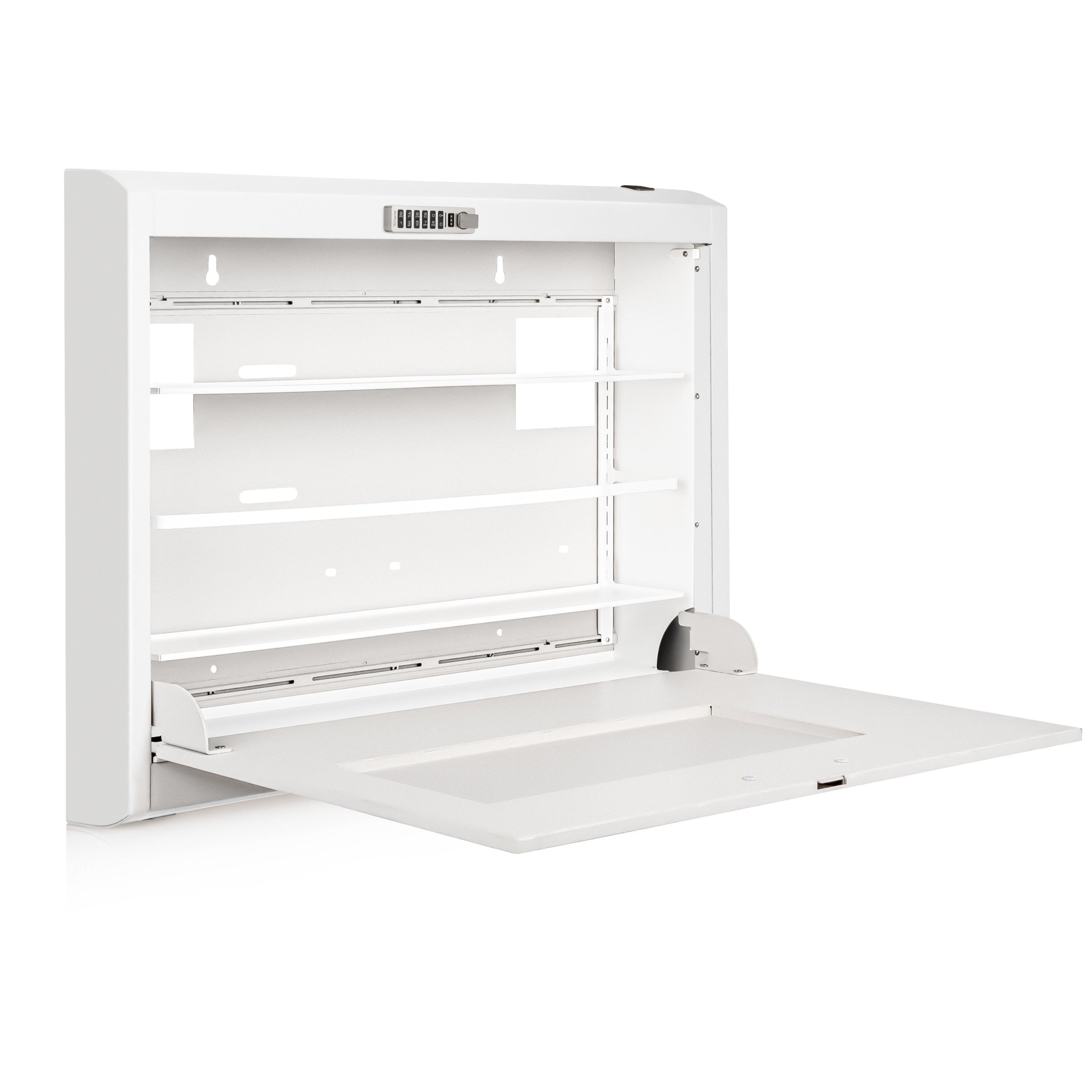 CarePod® Wide 4” Wall-Mounted Workstations with Keyboard Door, Powder White