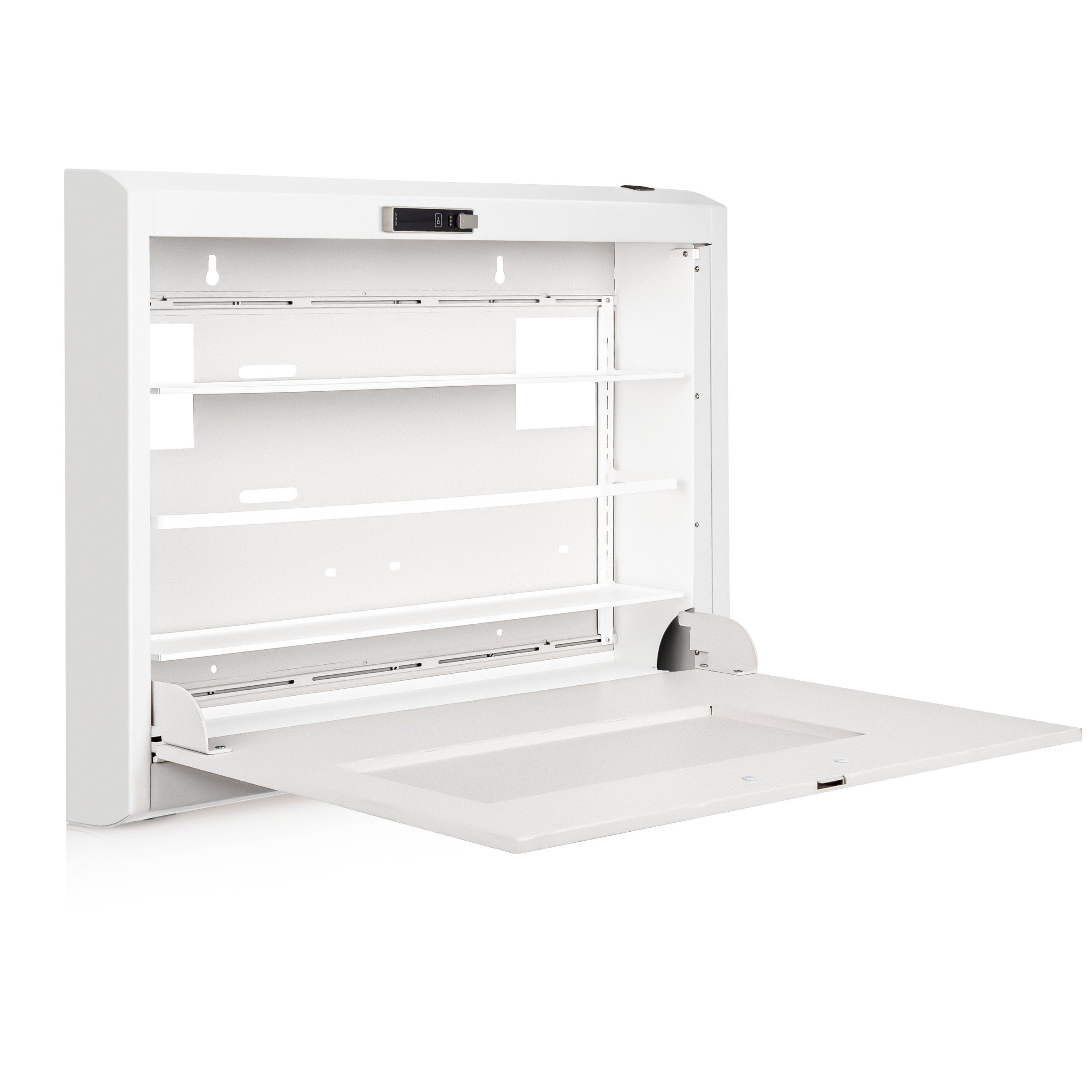 CarePod® Wide 4” Wall-Mounted Workstations with Keyboard Door, Powder White