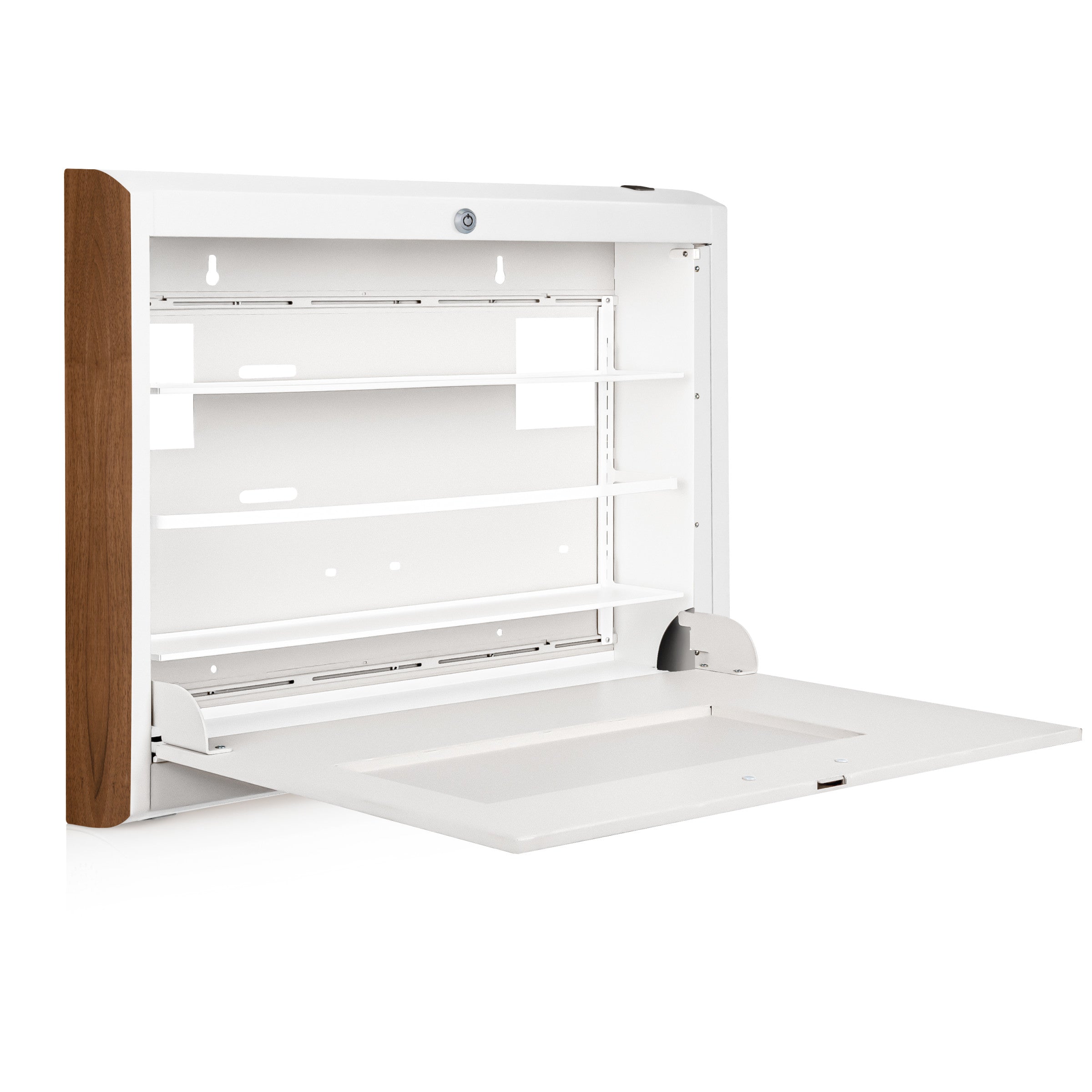 CarePod® Wide 4” Wall-Mounted Workstations with Keyboard Door, Powder White