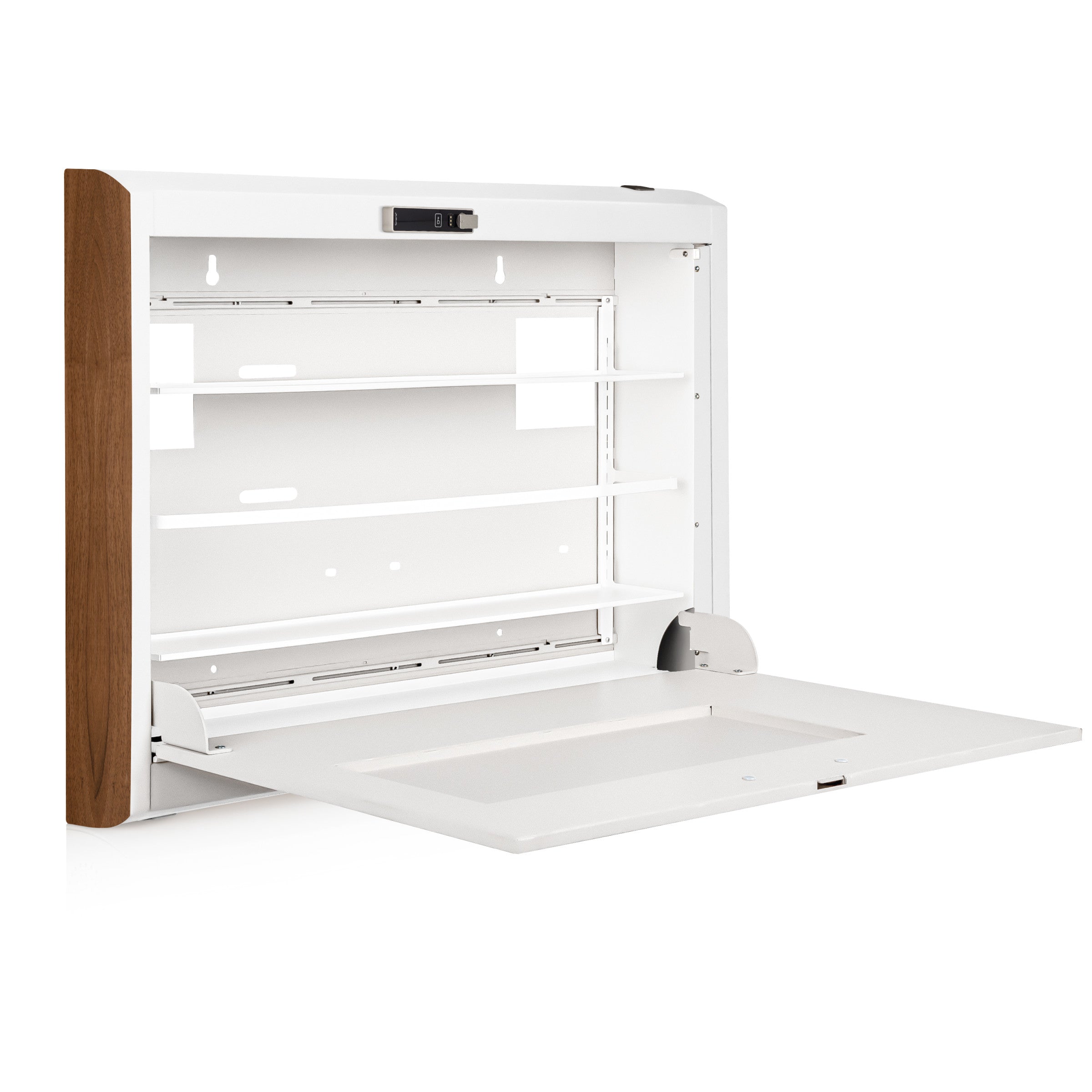 CarePod® Wide 4” Wall-Mounted Workstations with Keyboard Door, Powder White