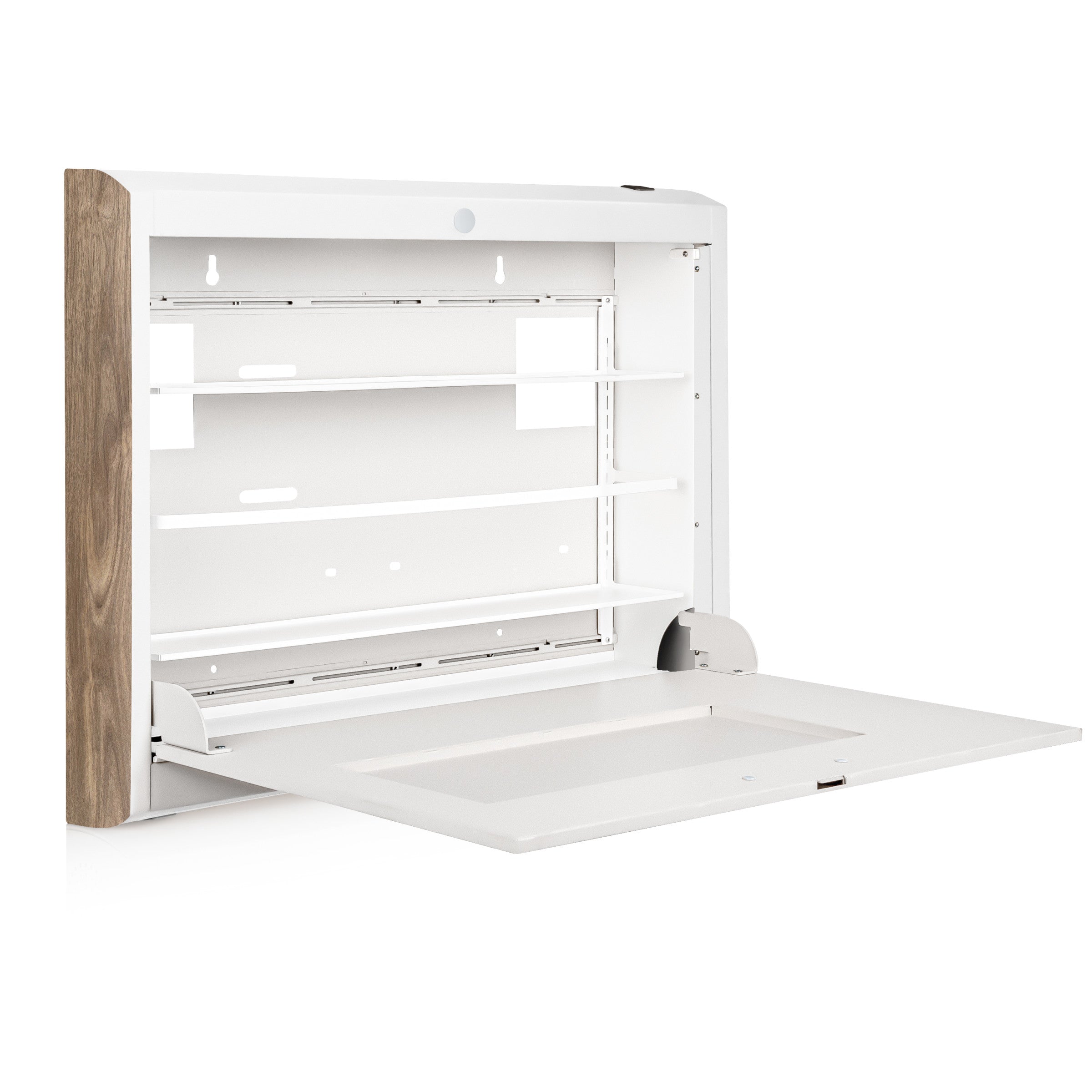 CarePod® Wide 4” Wall-Mounted Workstations with Keyboard Door, Powder White