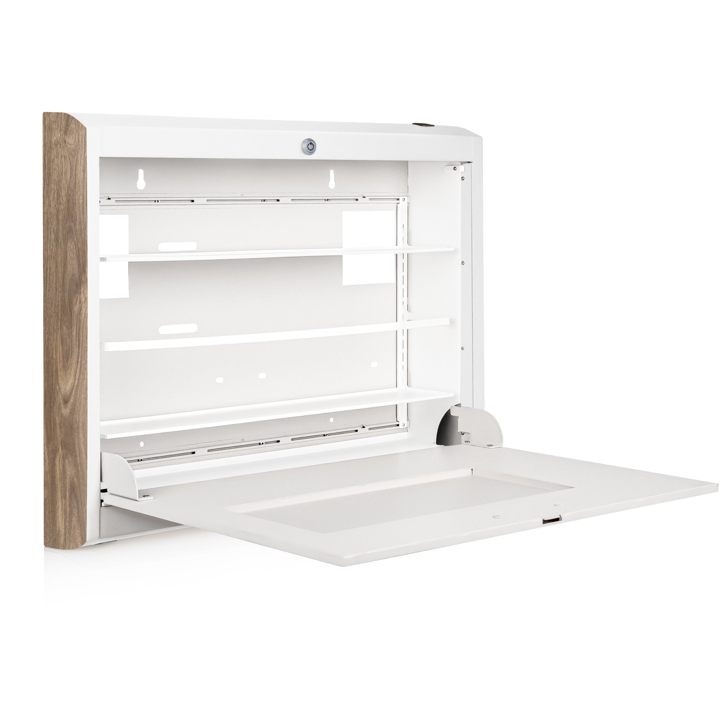 CarePod® Wide 4” Wall-Mounted Workstations with Keyboard Door, Powder White