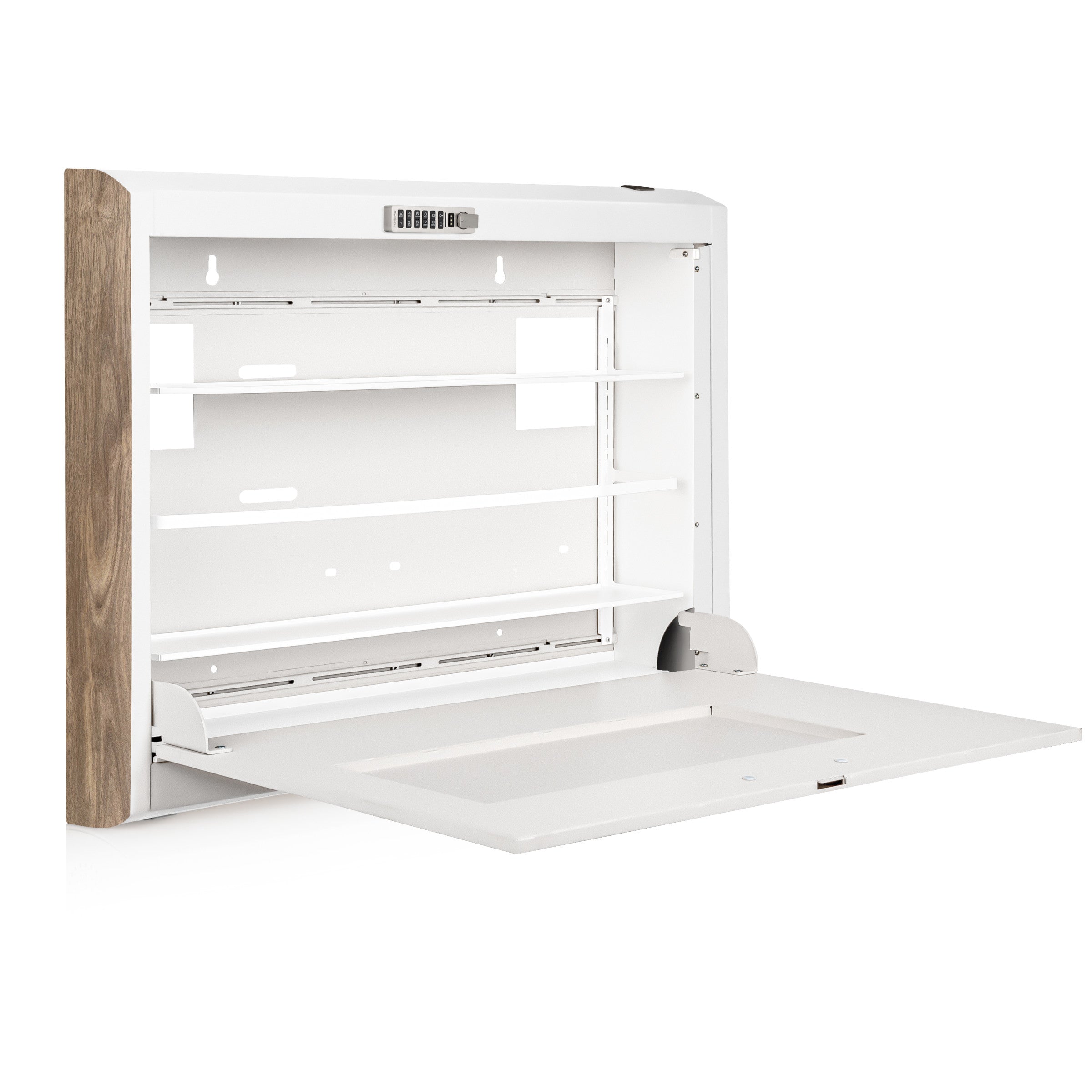 CarePod® Wide 4” Wall-Mounted Workstations with Keyboard Door, Powder White