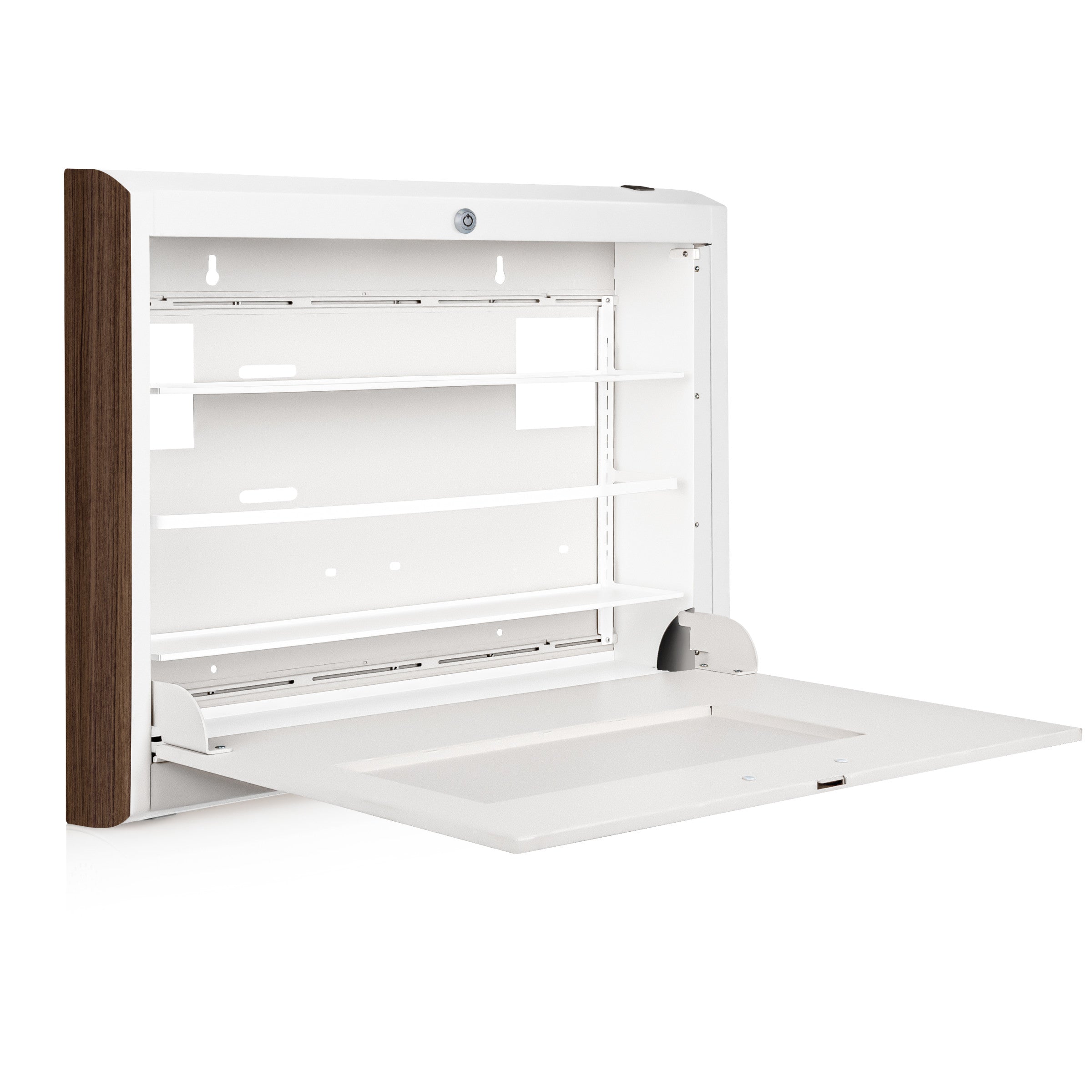 CarePod® Wide 4” Wall-Mounted Workstations with Keyboard Door, Powder White