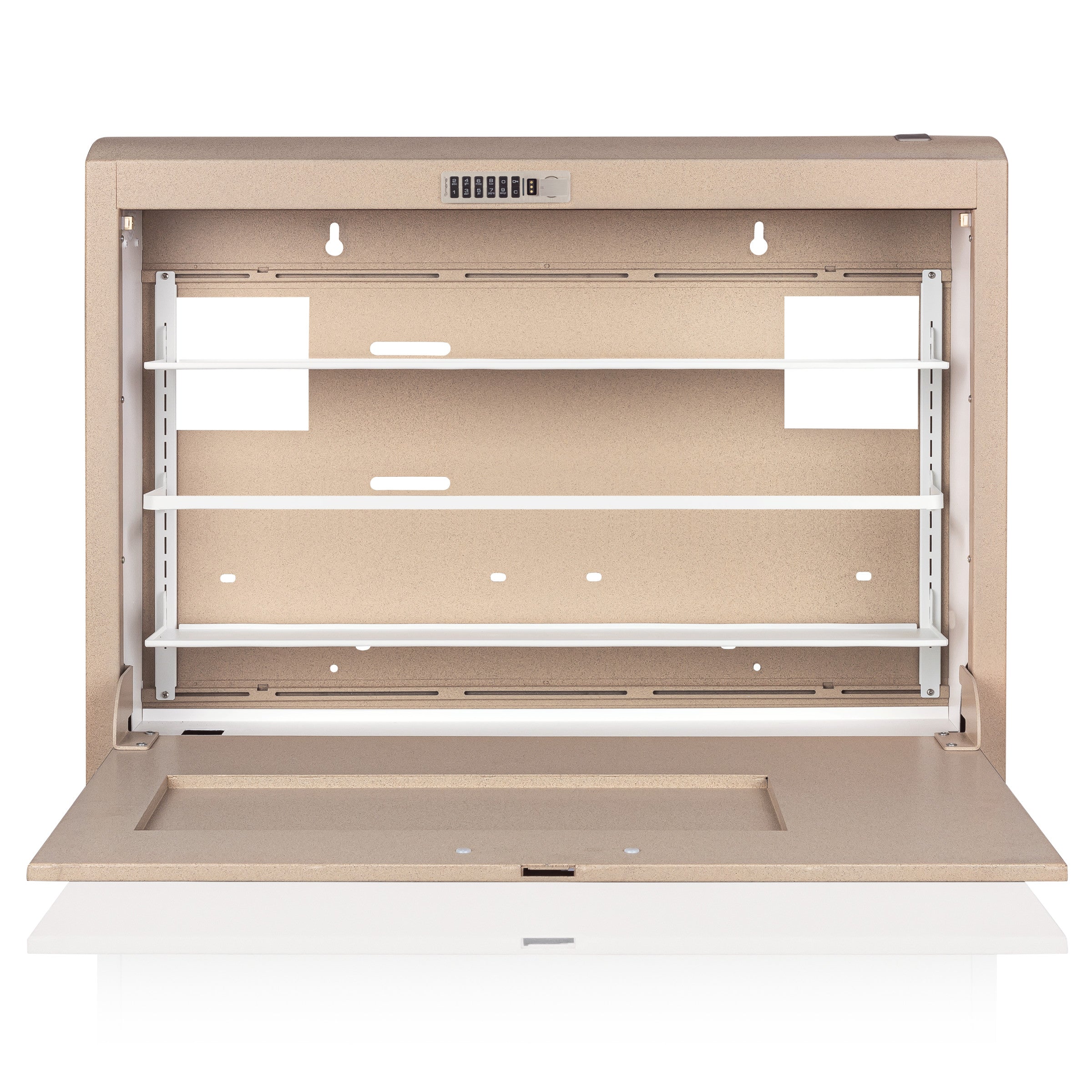 CarePod® Wide 4” Wall-Mounted Workstations with Keyboard Door, Sandstone