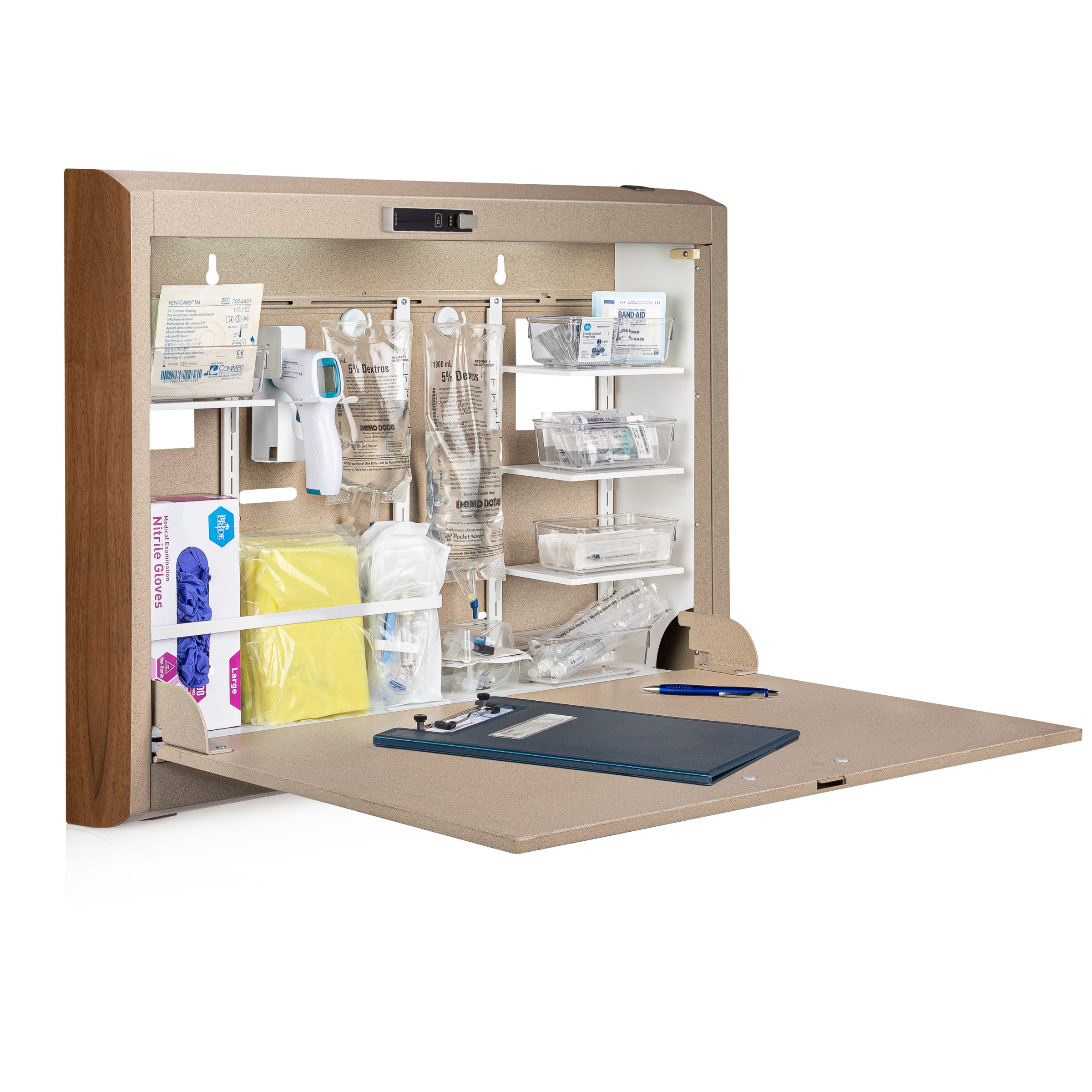 CarePod® Wide 4” Wall-Mounted Workstations with Standard Door, Sandstone