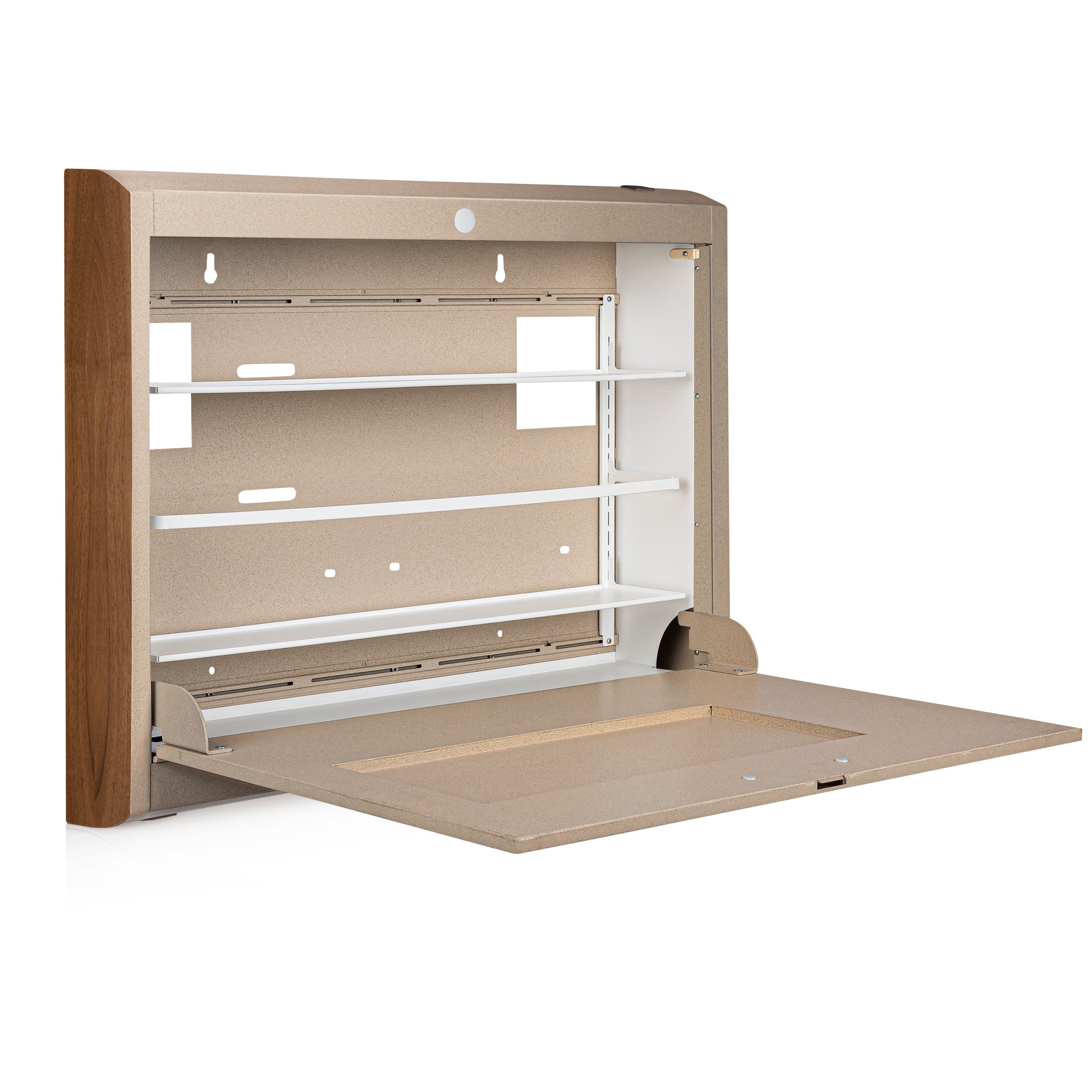 CarePod® Wide 4” Wall-Mounted Workstations with Keyboard Door, Sandstone