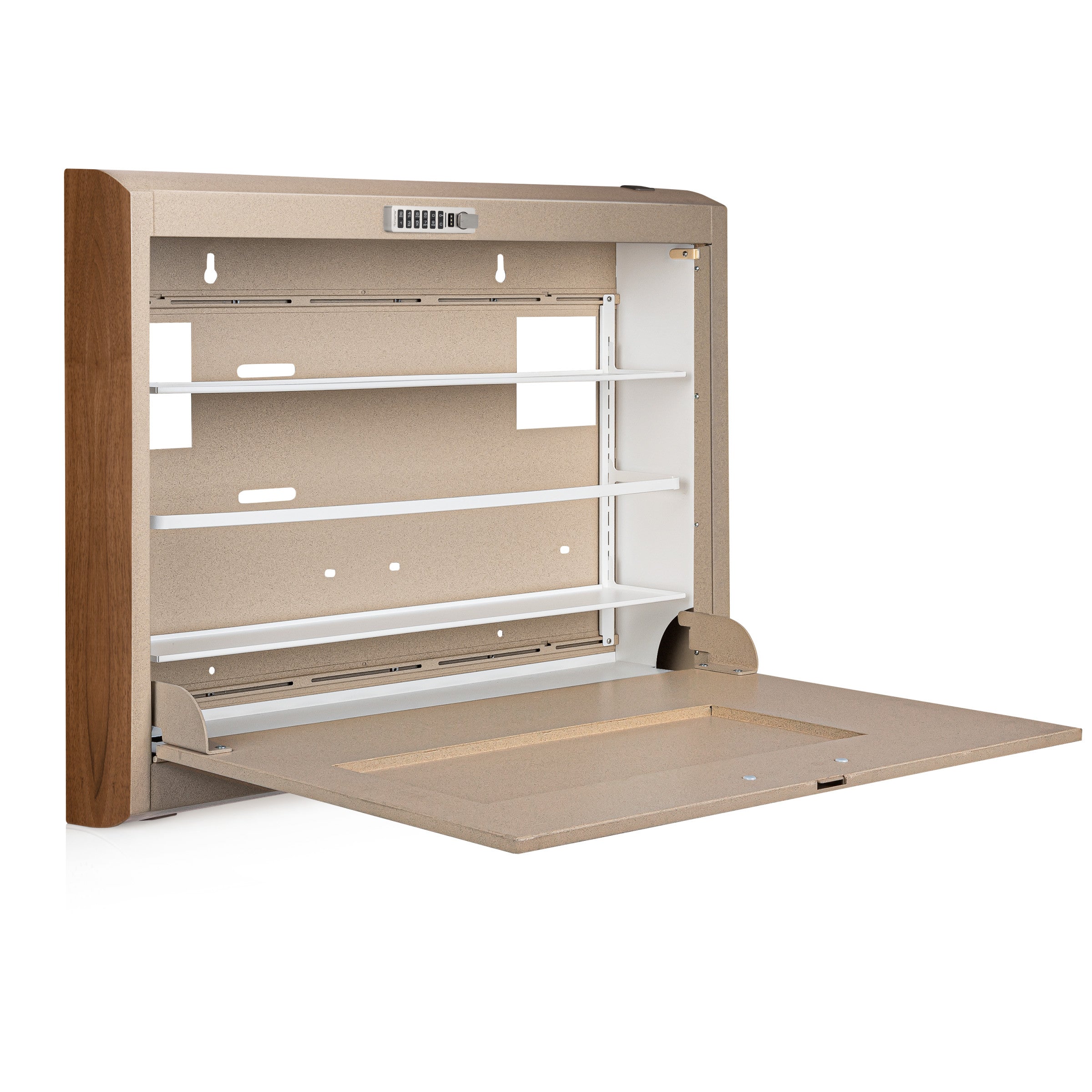 CarePod® Wide 4” Wall-Mounted Workstations with Keyboard Door, Sandstone