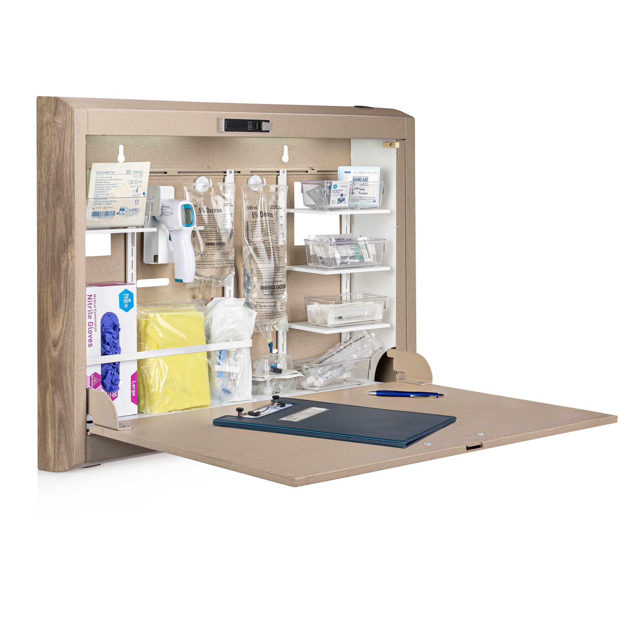 CarePod® Wide 4” Wall-Mounted Workstations with Standard Door, Sandstone