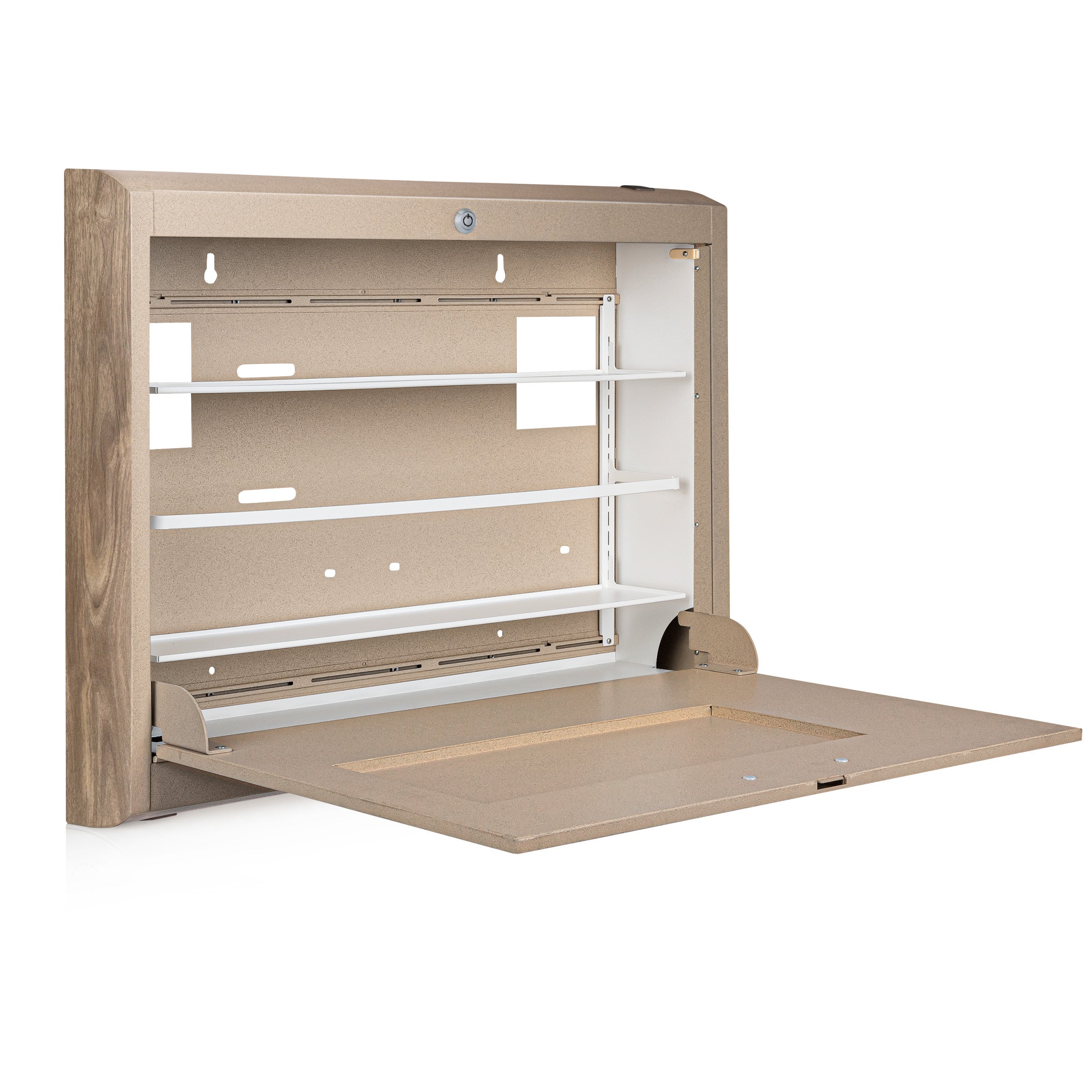 CarePod® Wide 4” Wall-Mounted Workstations with Keyboard Door, Sandstone