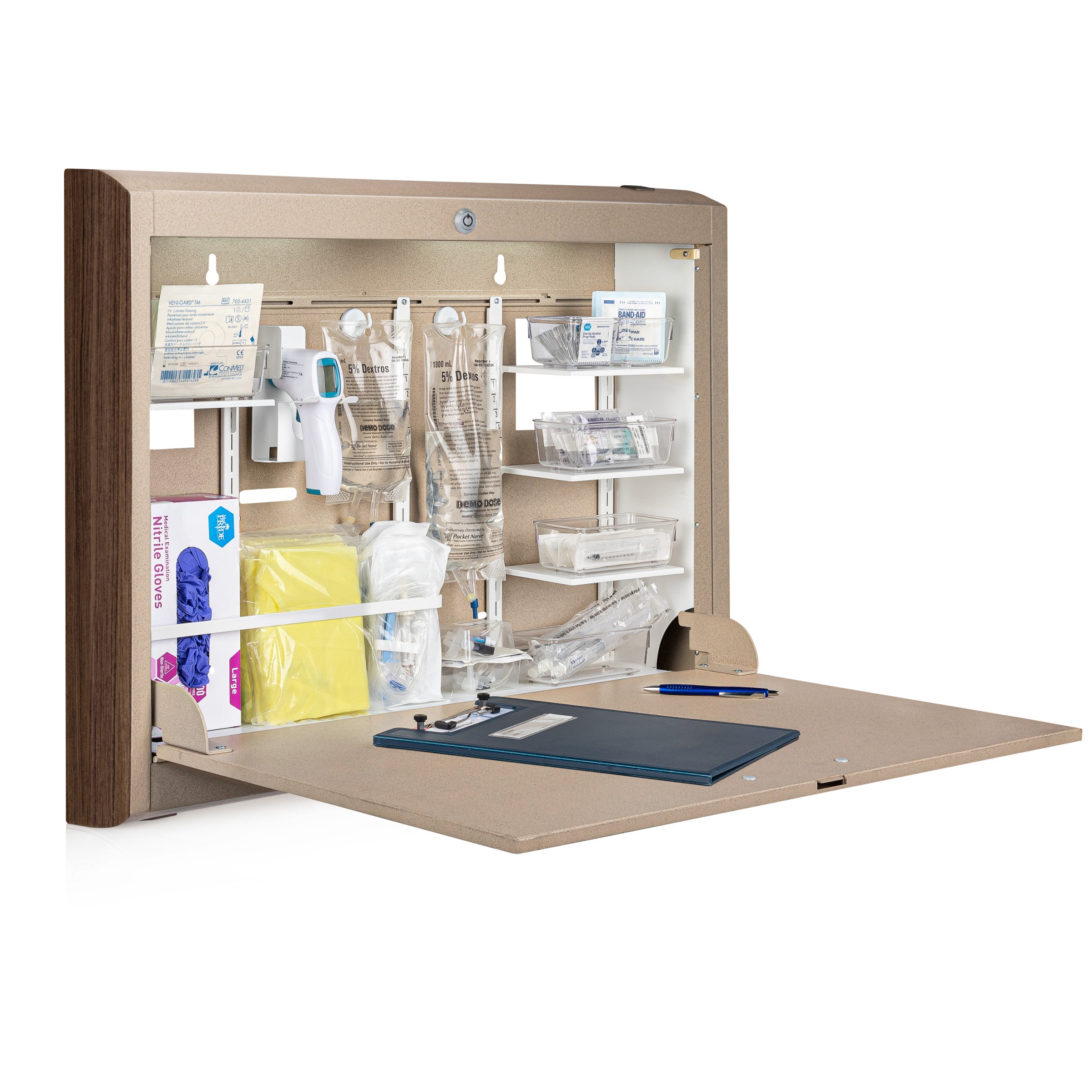 CarePod® Wide 4” Wall-Mounted Workstations with Standard Door, Sandstone