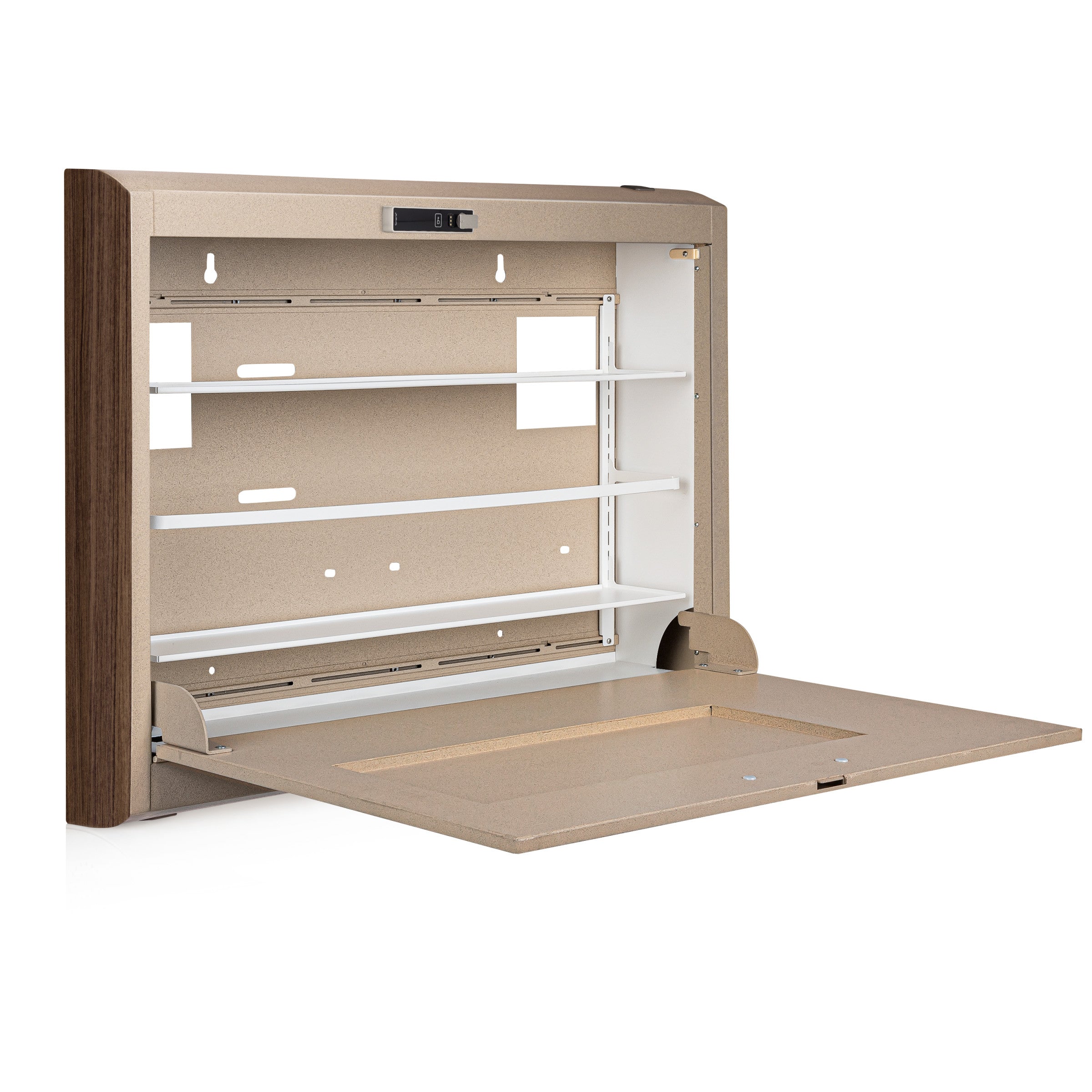 CarePod® Wide 4” Wall-Mounted Workstations with Keyboard Door, Sandstone