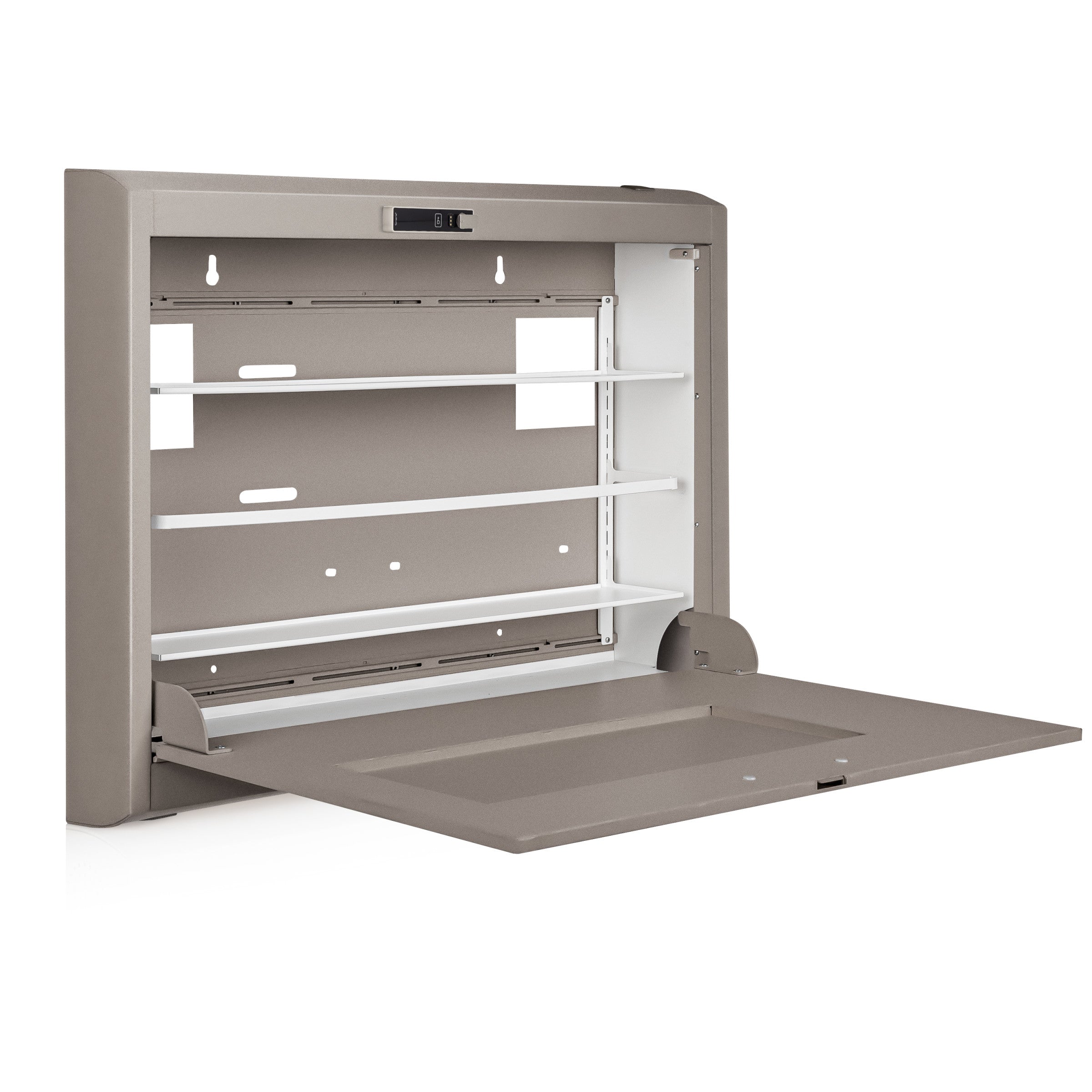 CarePod® Wide 4” Wall-Mounted Workstations with Keyboard Door, River Rock