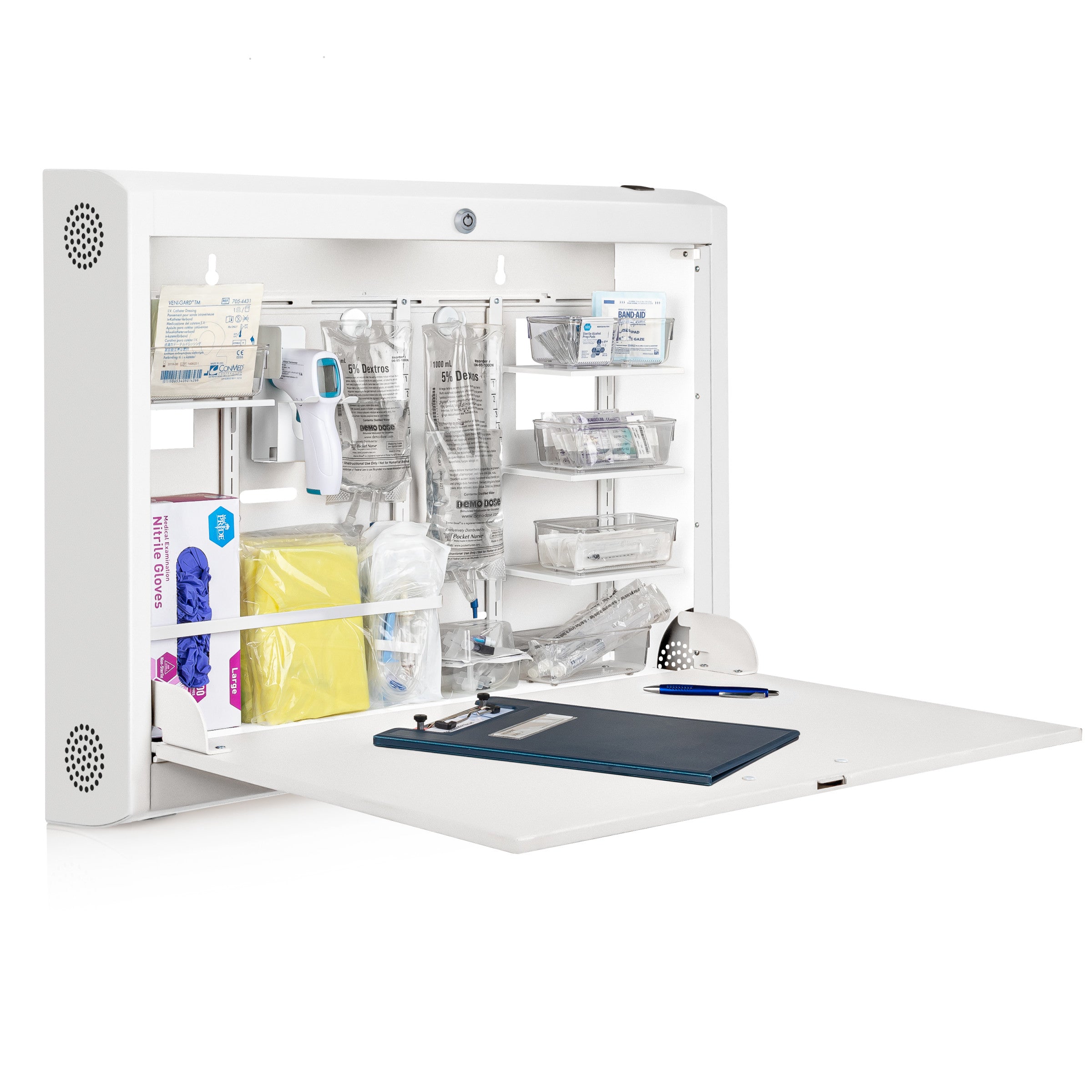 CarePod® Wide 6” Wall-Mounted Workstations with Standard Door, Powder White