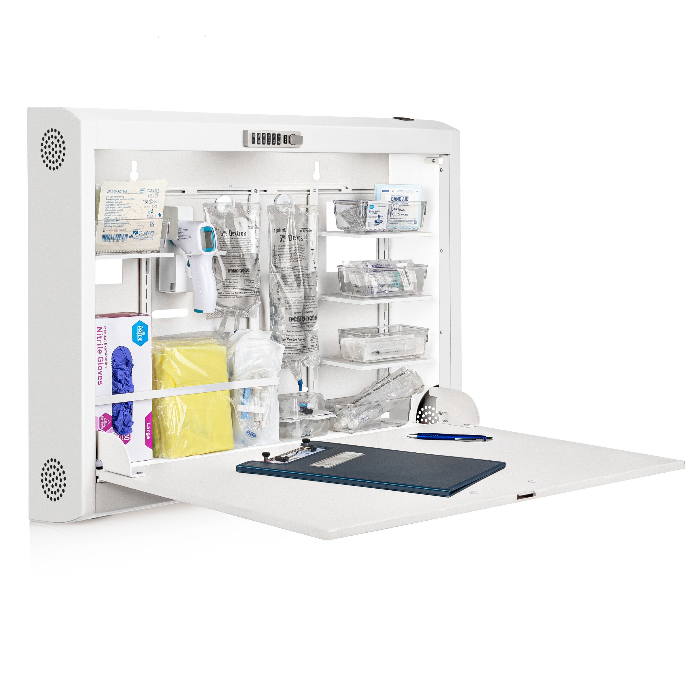 CarePod® Wide 6” Wall-Mounted Workstations with Standard Door, Powder White
