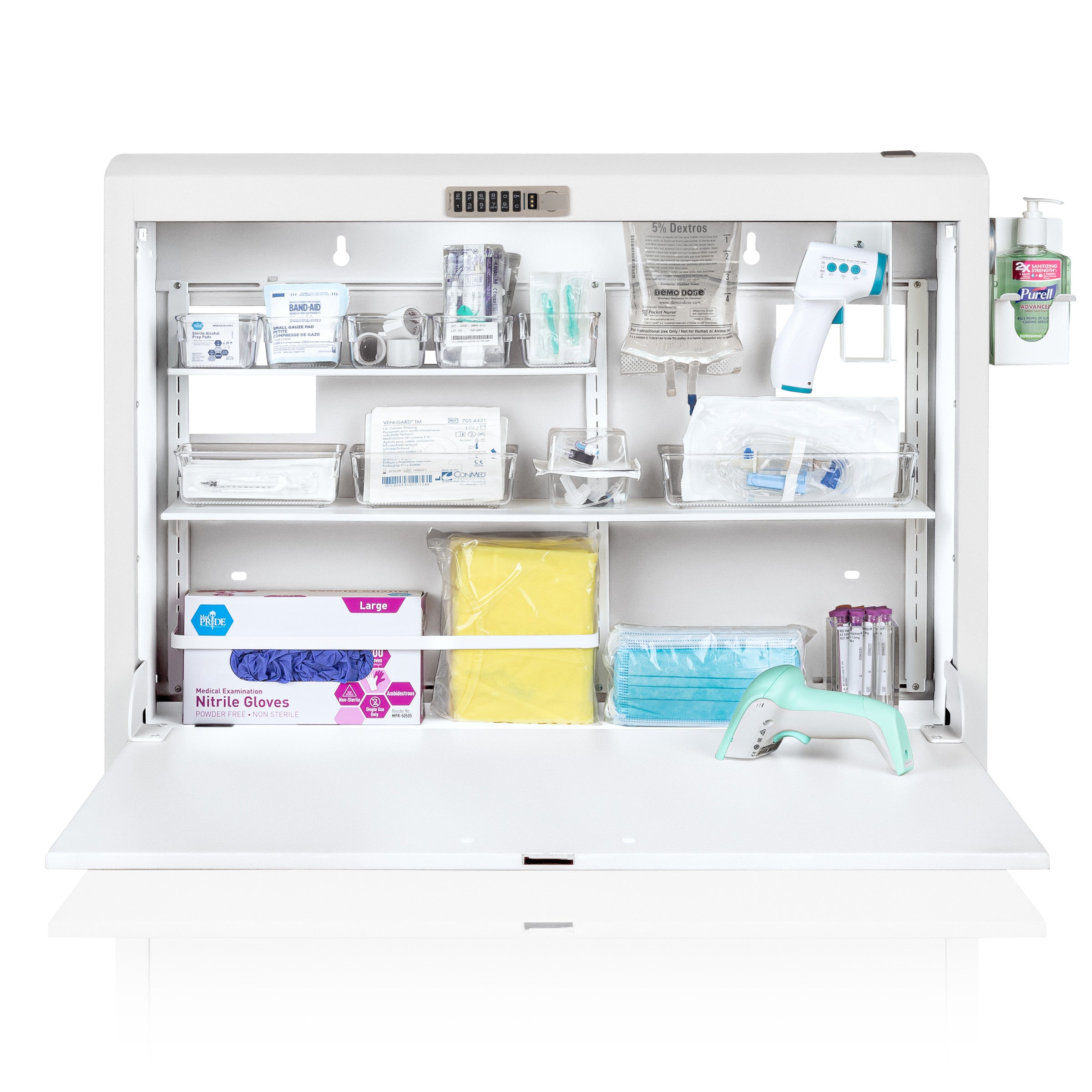 CarePod® Wide 6” Wall-Mounted Workstations with Standard Door, Powder White