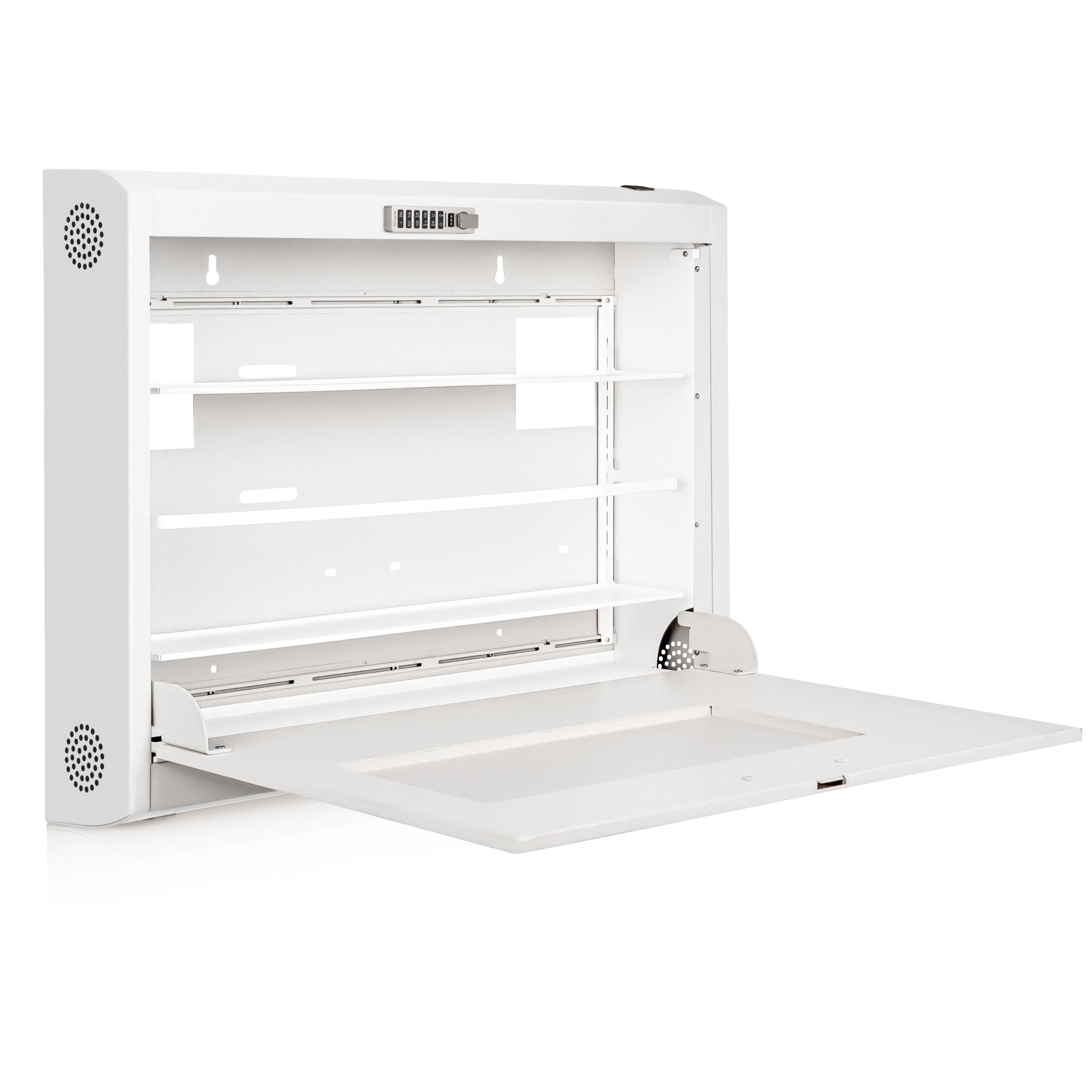 CarePod® Wide 6” Wall-Mounted Workstations with Keyboard Door, Powder White