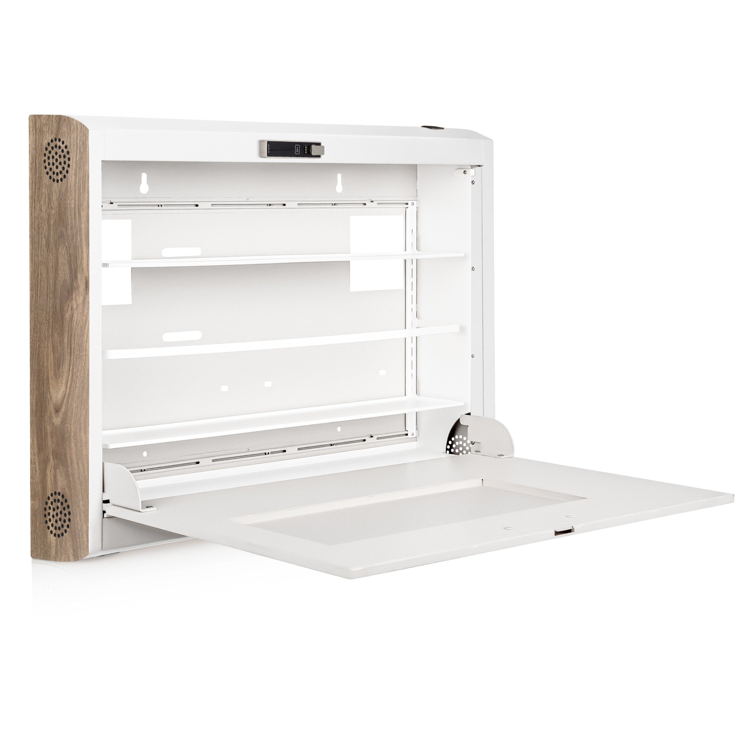 CarePod® Wide 6” Wall-Mounted Workstations with Keyboard Door, Powder White