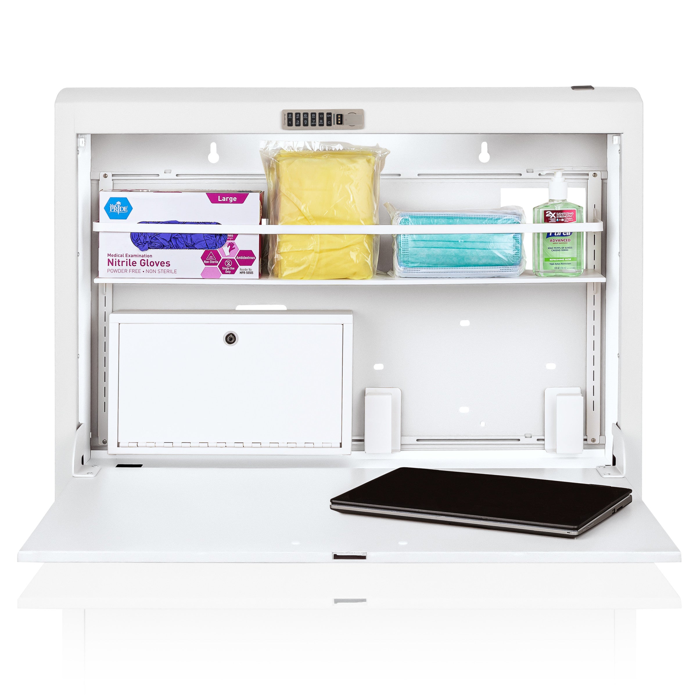 CarePod® Wide 6” Wall-Mounted Workstations with Standard Door, Powder White