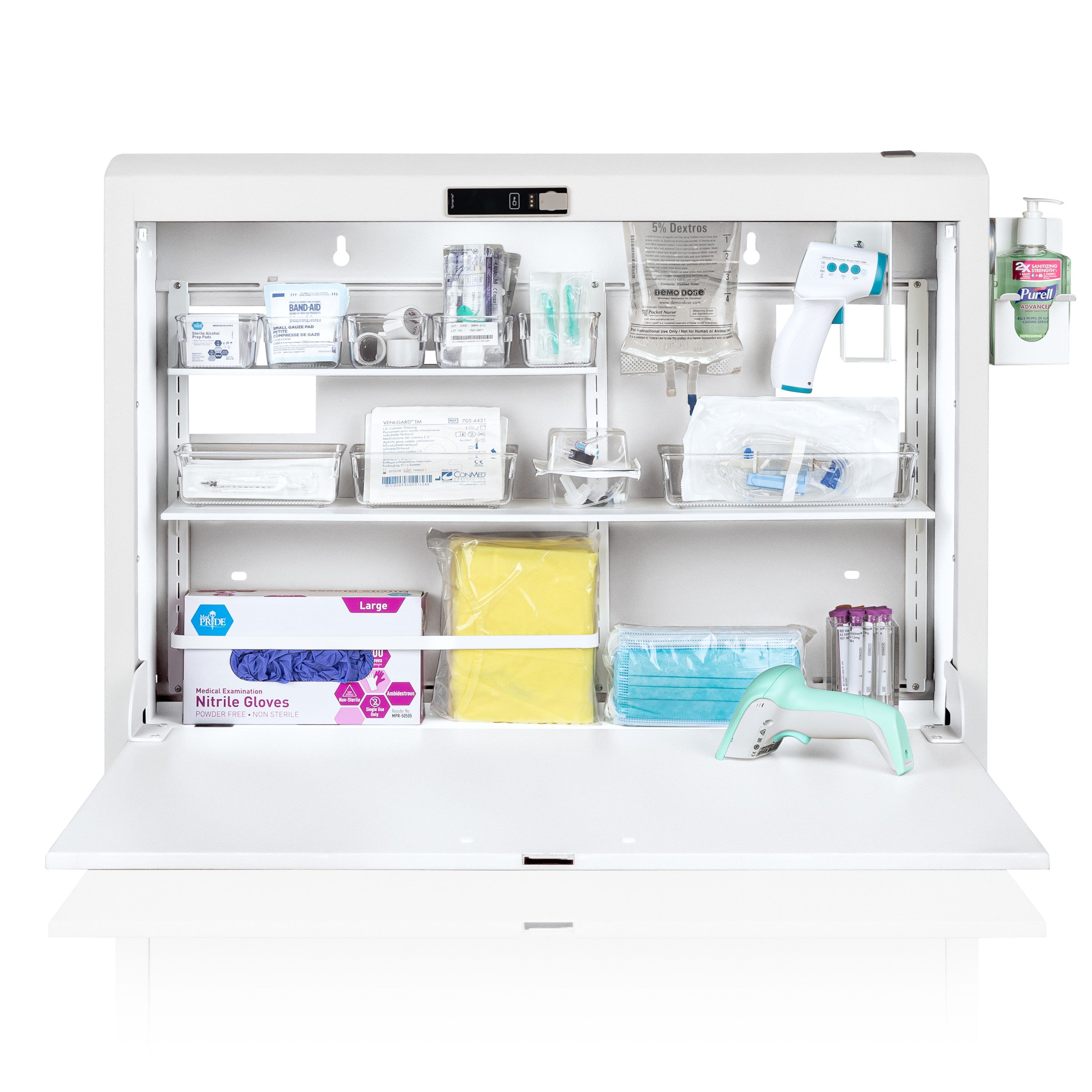 CarePod® Wide 6” Wall-Mounted Workstations with Standard Door, Powder White