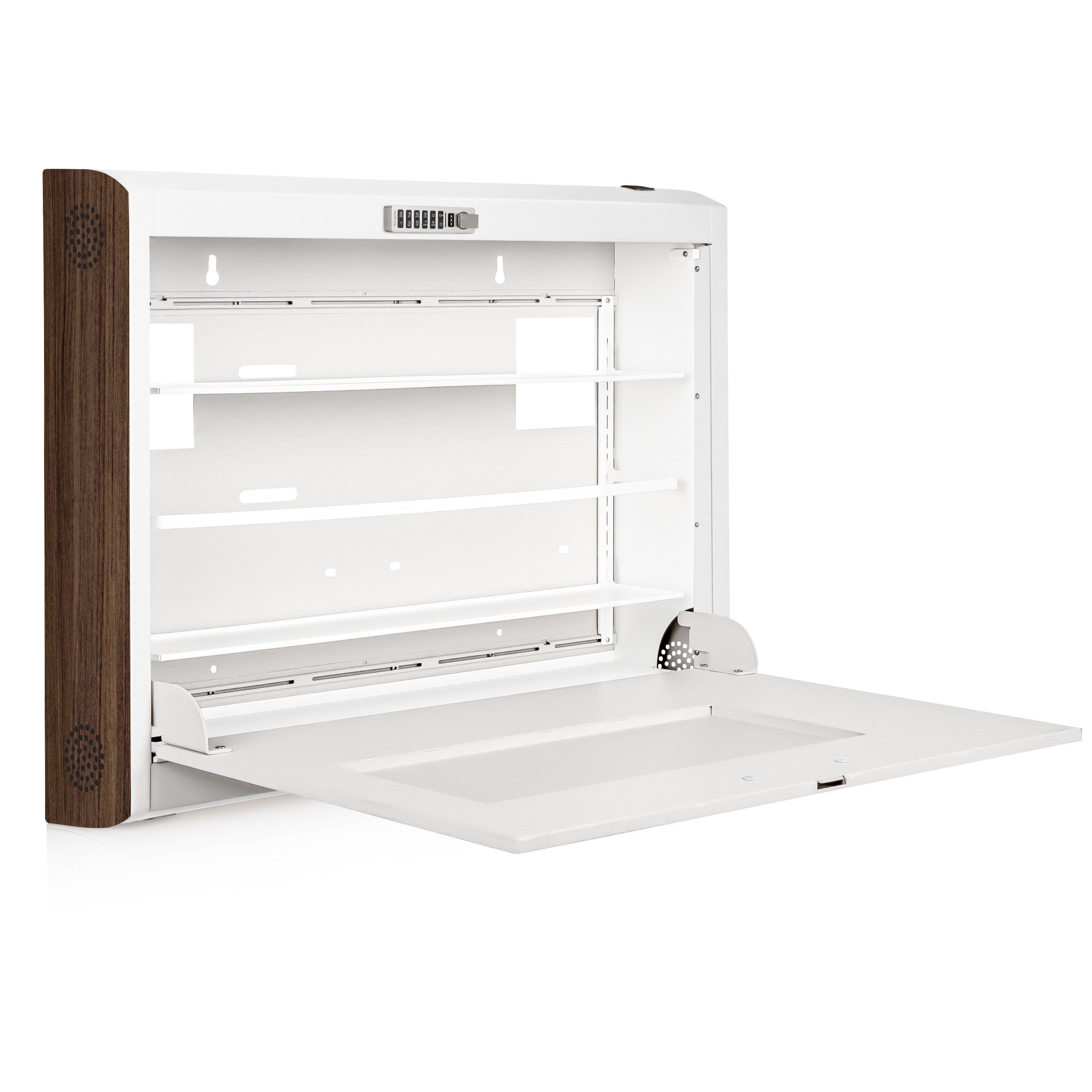 CarePod® Wide 6” Wall-Mounted Workstations with Keyboard Door, Powder White