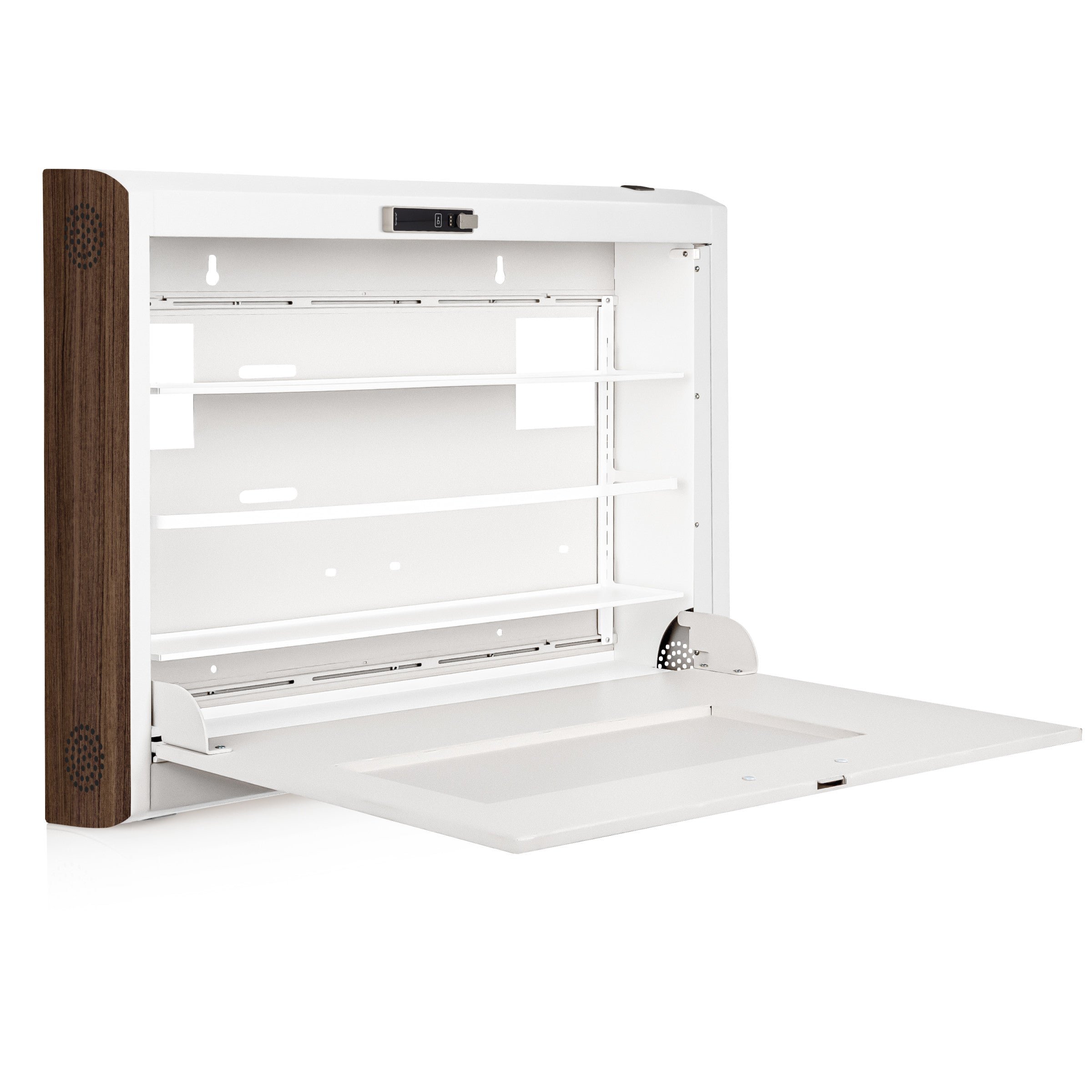 CarePod® Wide 6” Wall-Mounted Workstations with Keyboard Door, Powder White