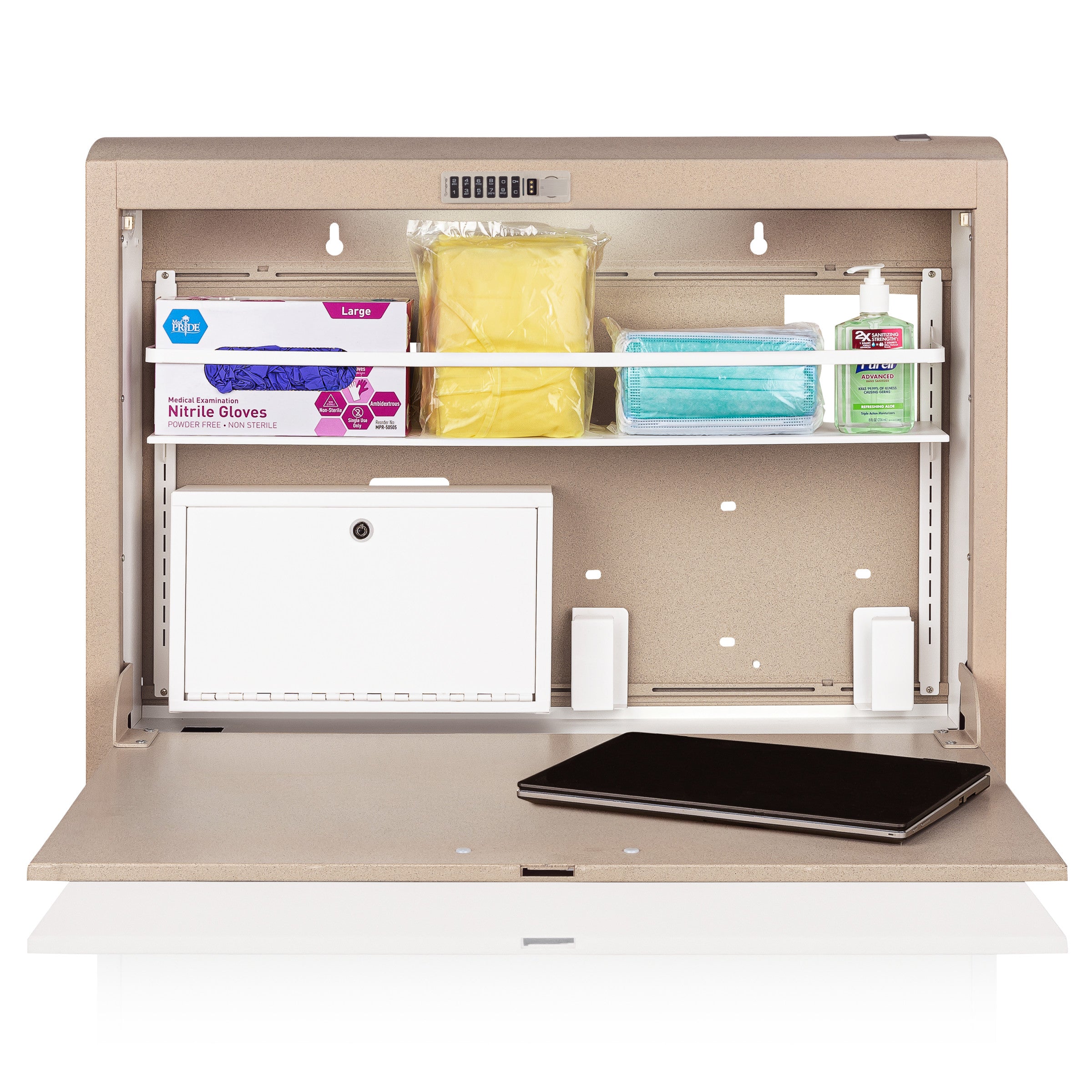 CarePod® Wide 6” Wall-Mounted Workstations with Standard Door, Sandstone