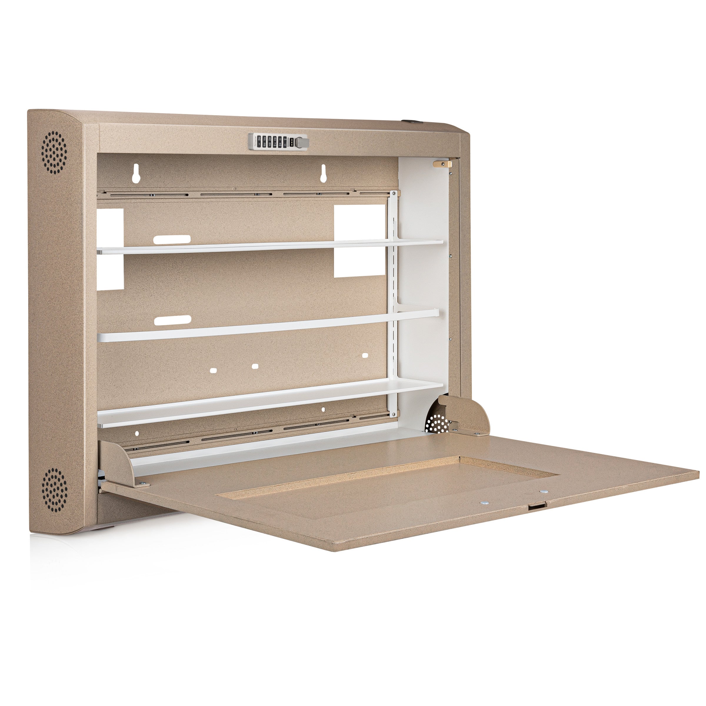 CarePod® Wide 6” Wall-Mounted Workstations with Keyboard Door, Sandstone