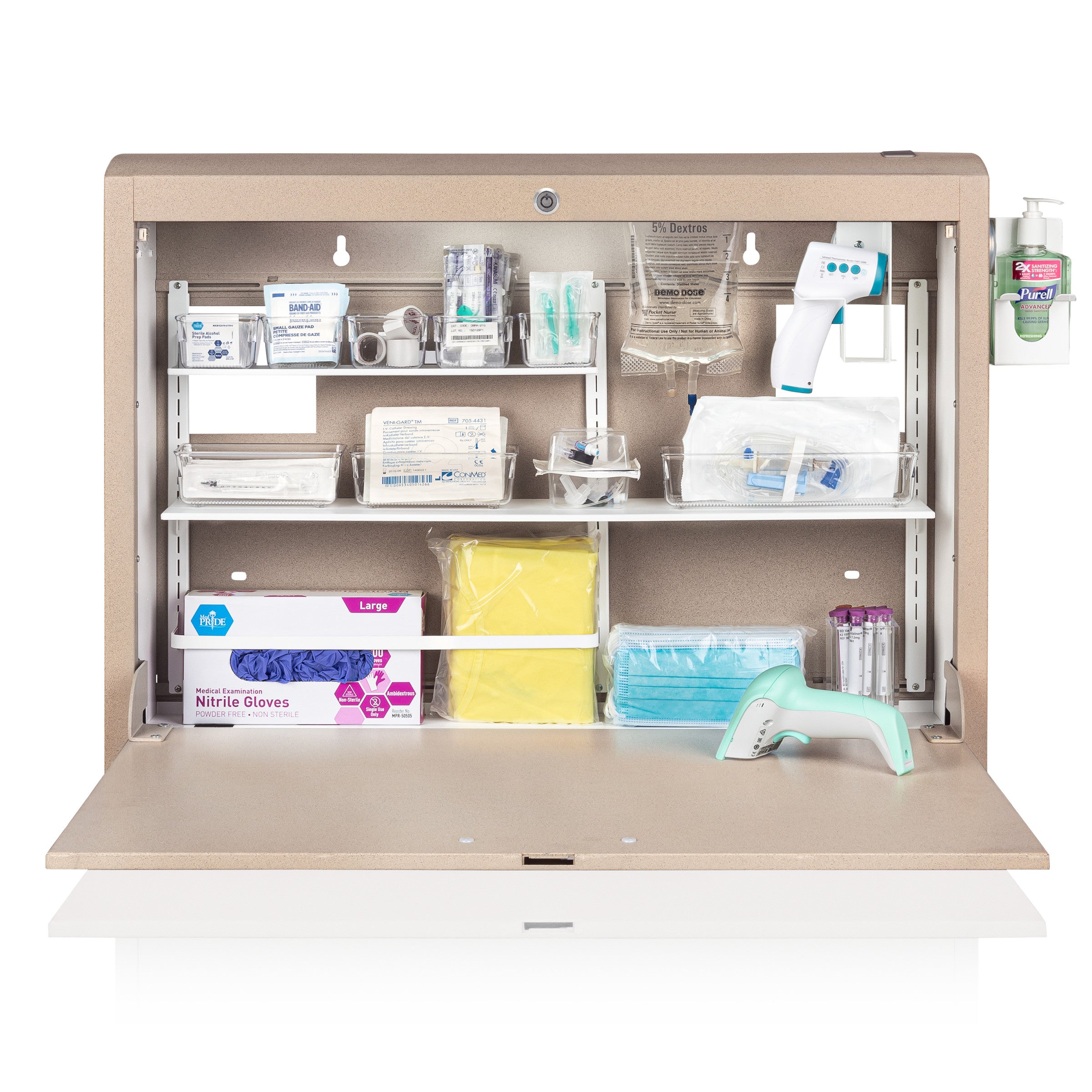 CarePod® Wide 6” Wall-Mounted Workstations with Standard Door, Sandstone