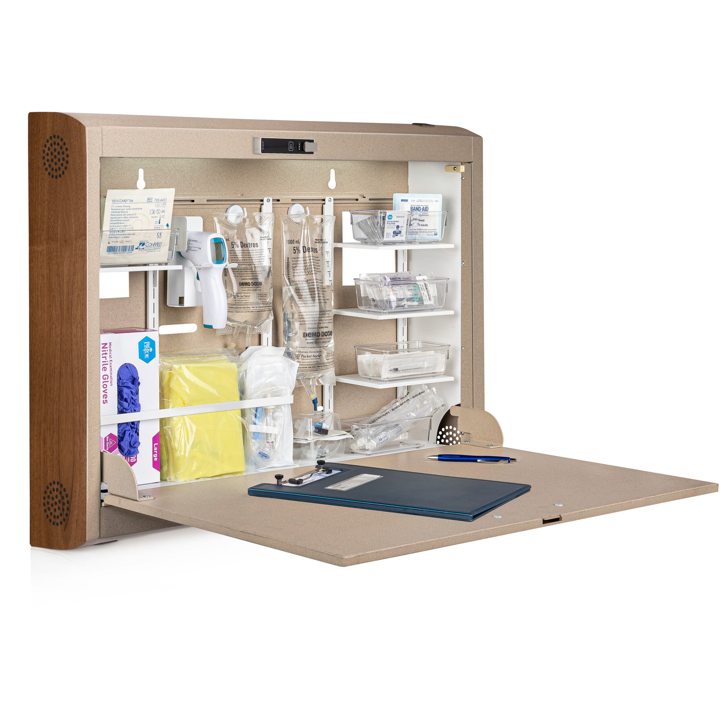 CarePod® Wide 6” Wall-Mounted Workstations with Standard Door, Sandstone