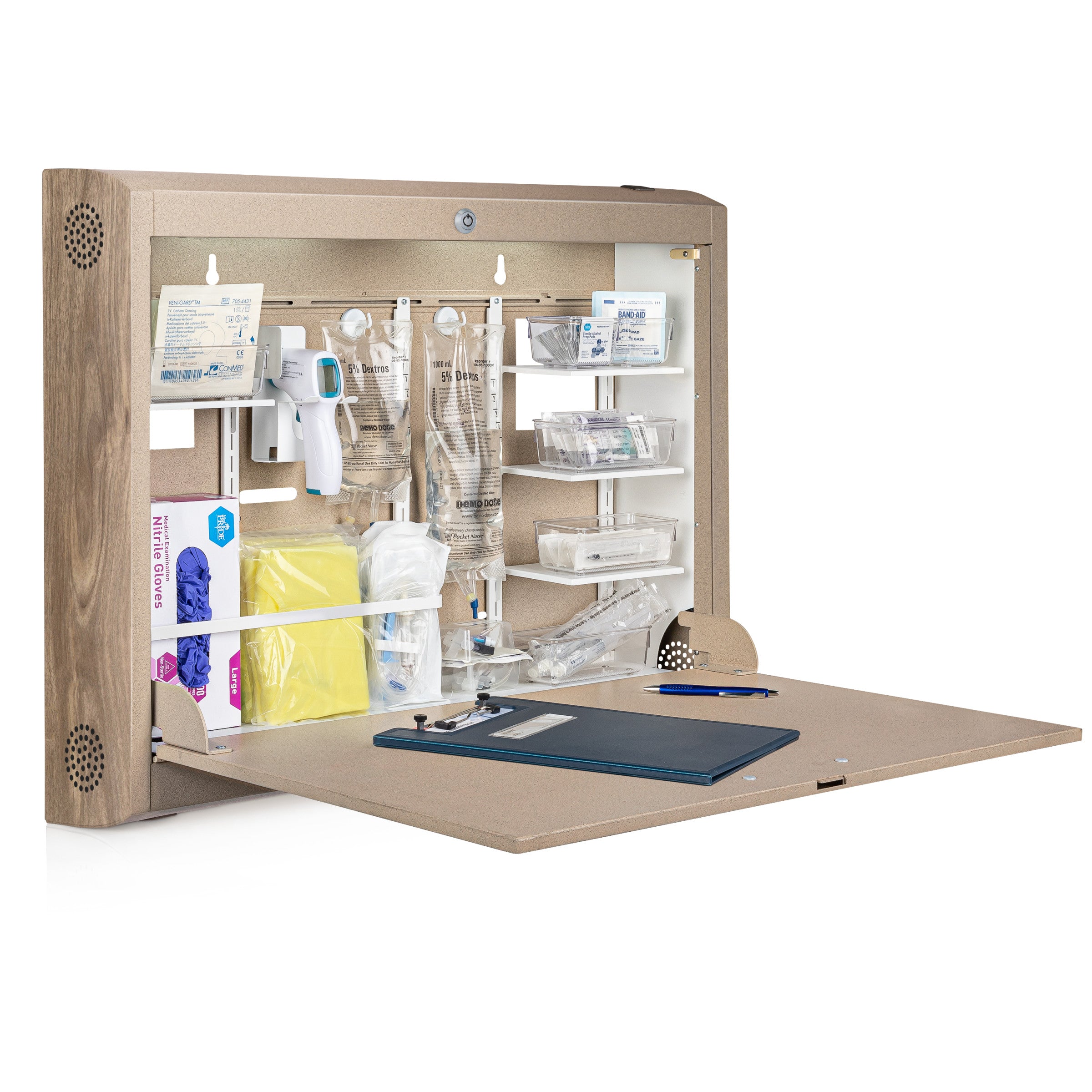 CarePod® Wide 6” Wall-Mounted Workstations with Standard Door, Sandstone