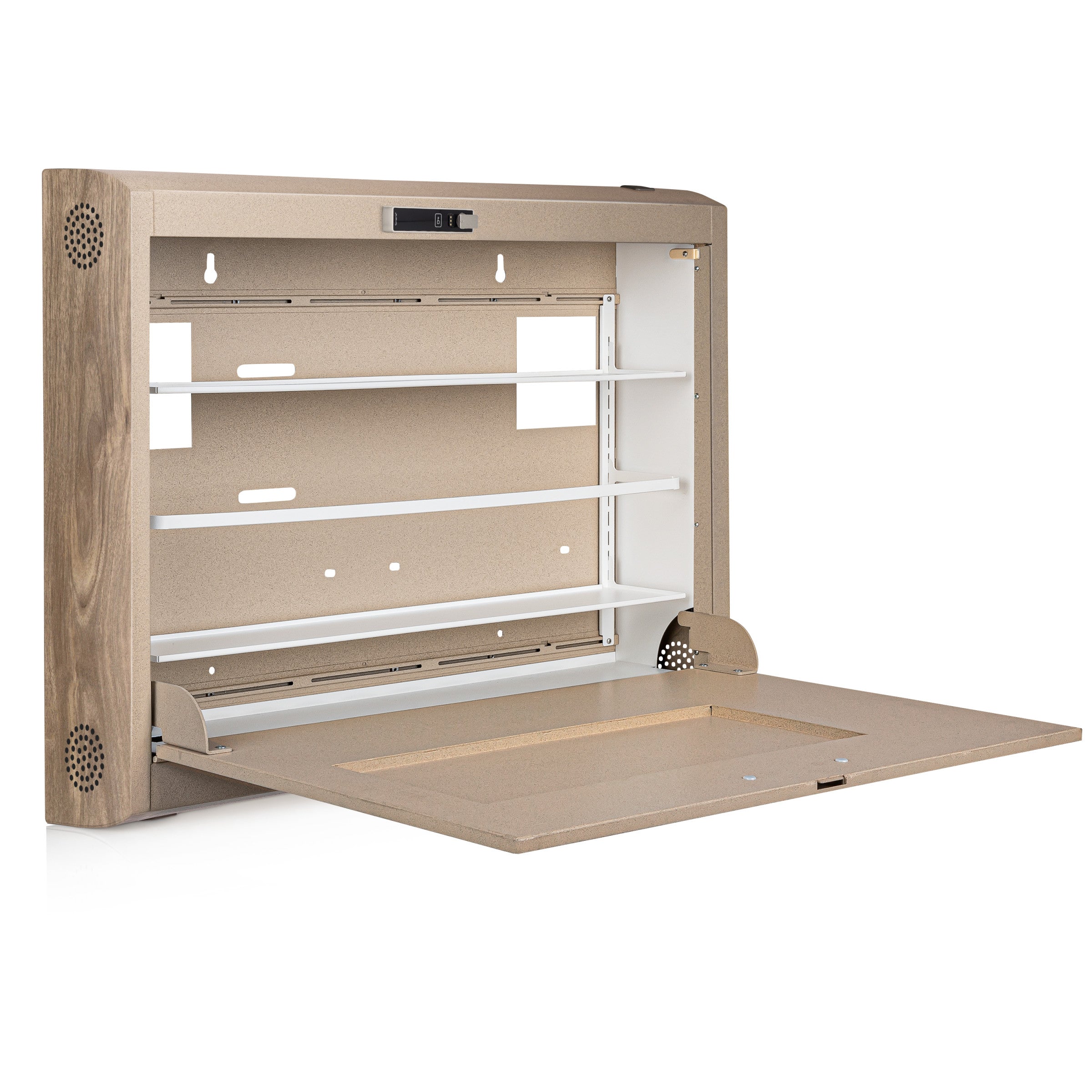 CarePod® Wide 6” Wall-Mounted Workstations with Keyboard Door, Sandstone