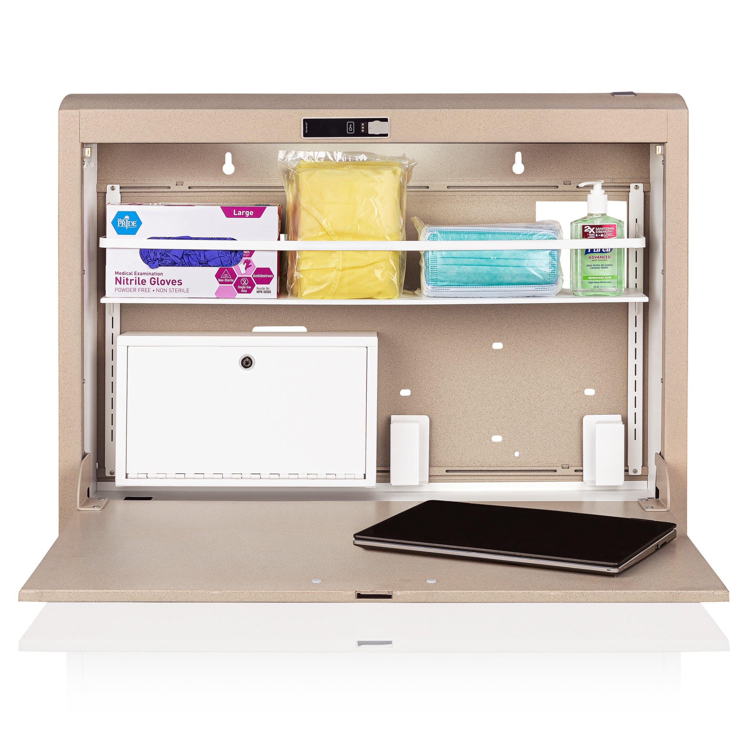 CarePod® Wide 6” Wall-Mounted Workstations with Standard Door, Sandstone