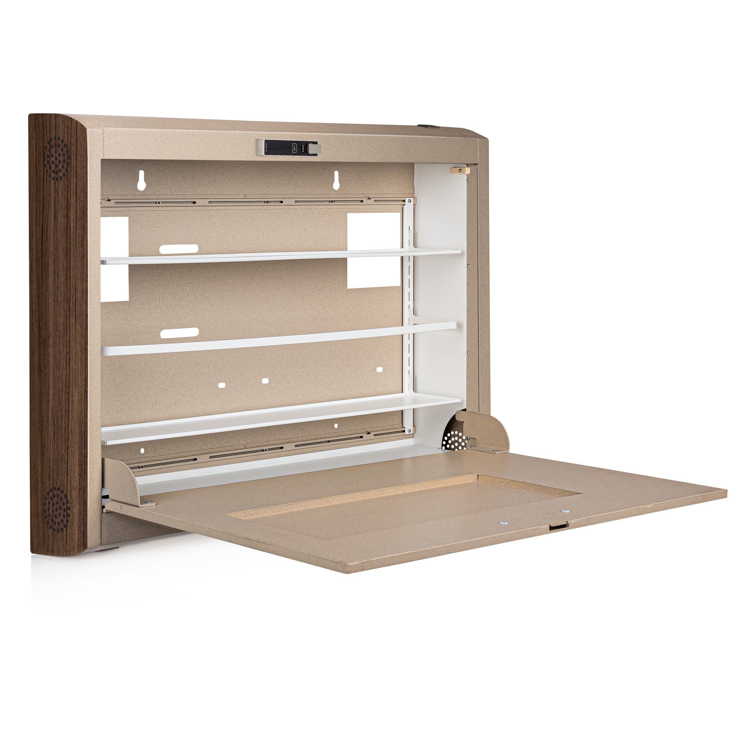 CarePod® Wide 6” Wall-Mounted Workstations with Keyboard Door, Sandstone