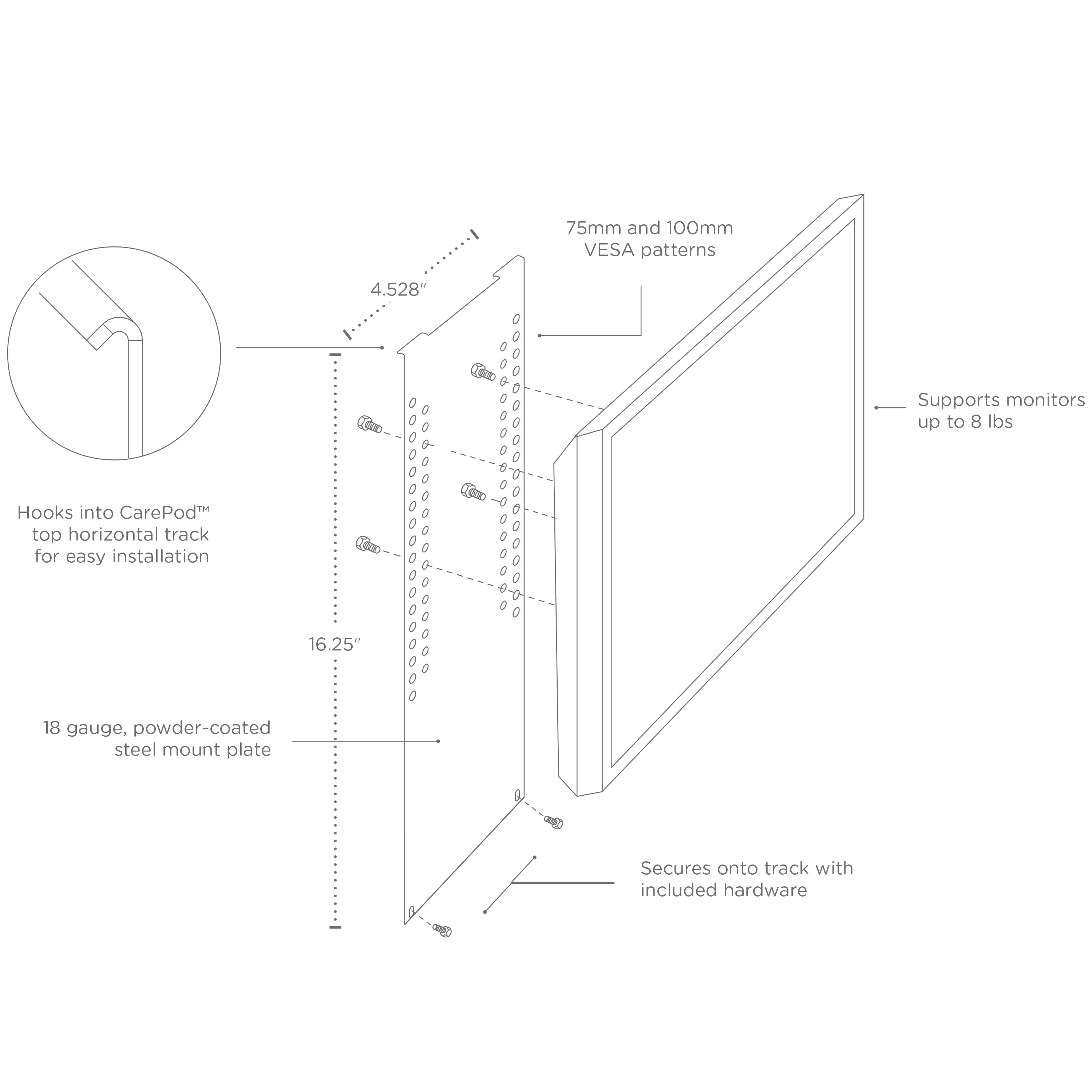 CarePod™ Fixed Monitor Mount