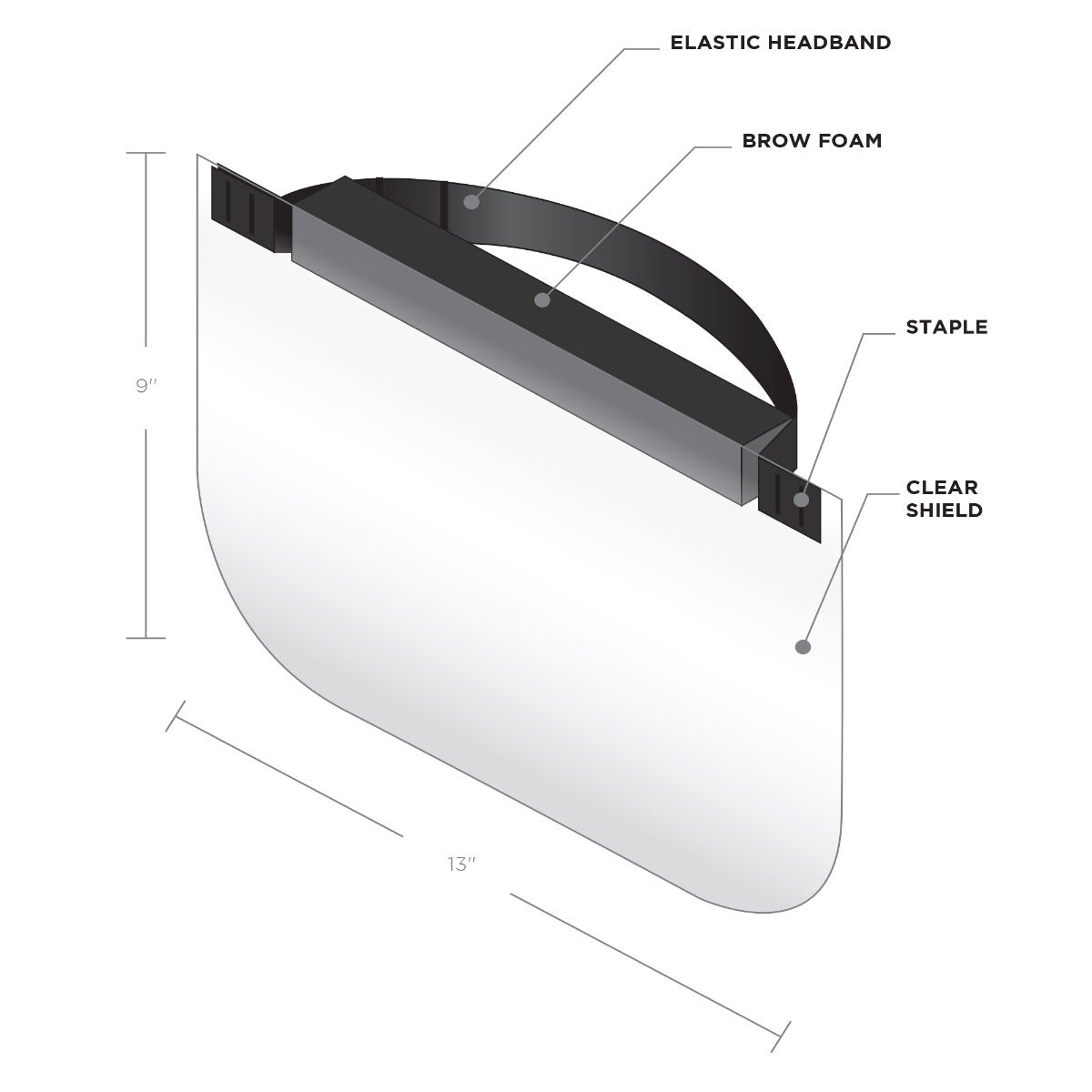 Full Face Shield, Disposable, Flexible Fit, Box of 30