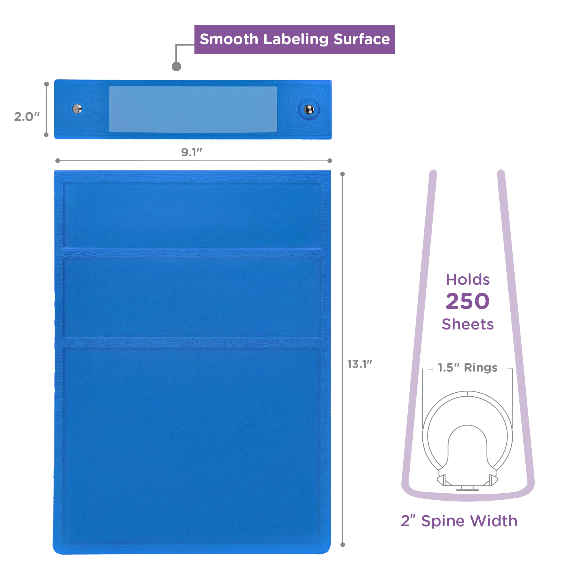 1.5 Inch Heavy Duty 5-Ring Binder for Medical Charting – Top Opening