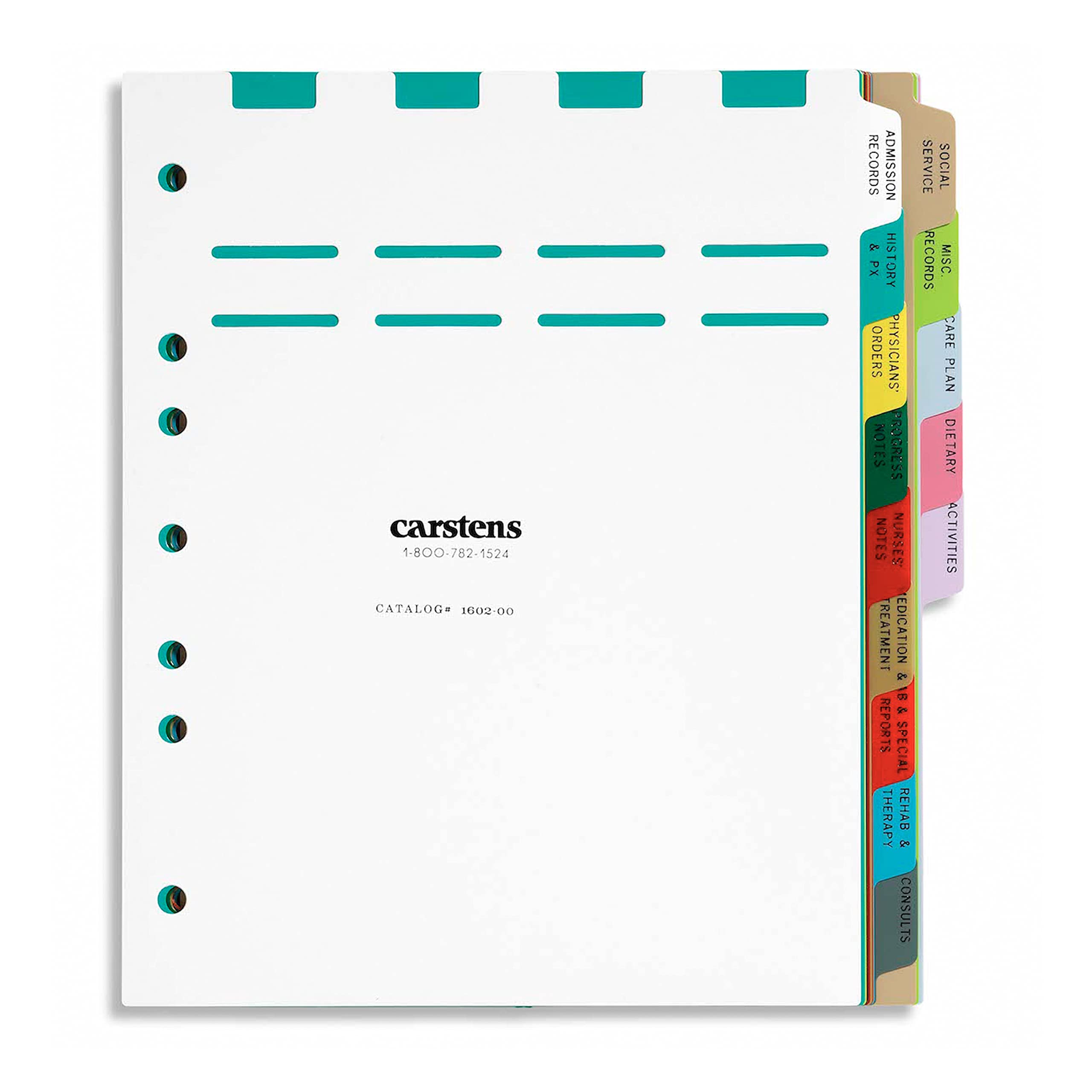 Heavy Duty Plastic Long Term Care Divider Sets for Side Opening Binders