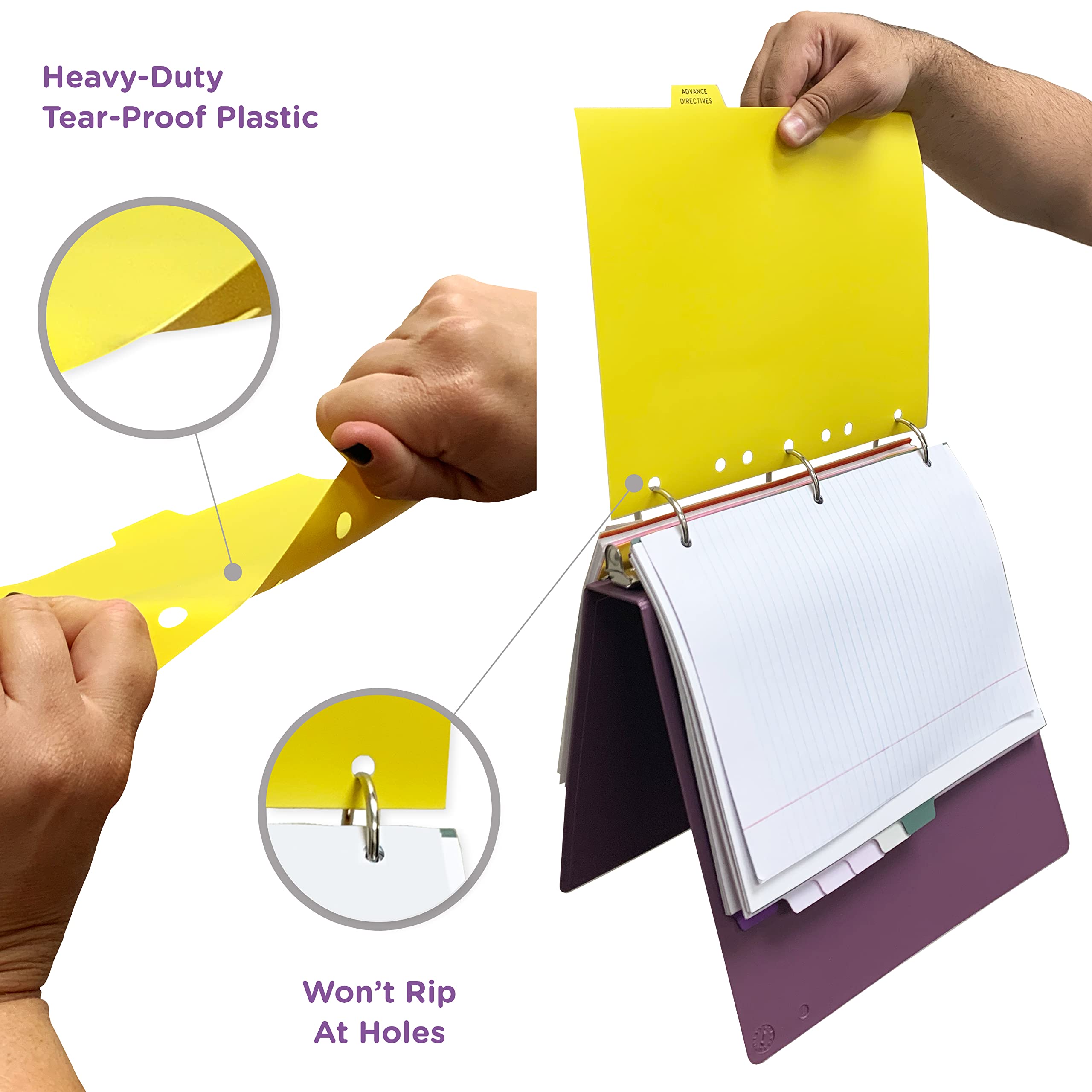 Heavy Duty Plastic Long Term Care Divider Sets for Side Opening Binders