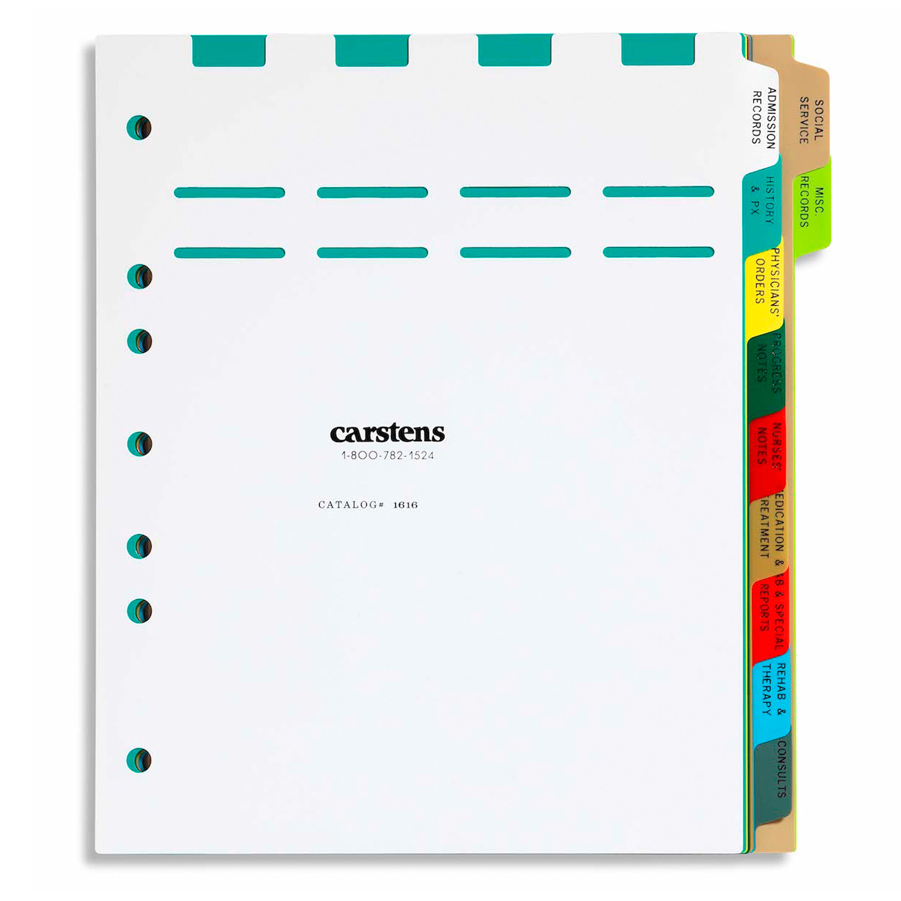 Heavy Duty Plastic Long Term Care Divider Sets for Side Opening Binders