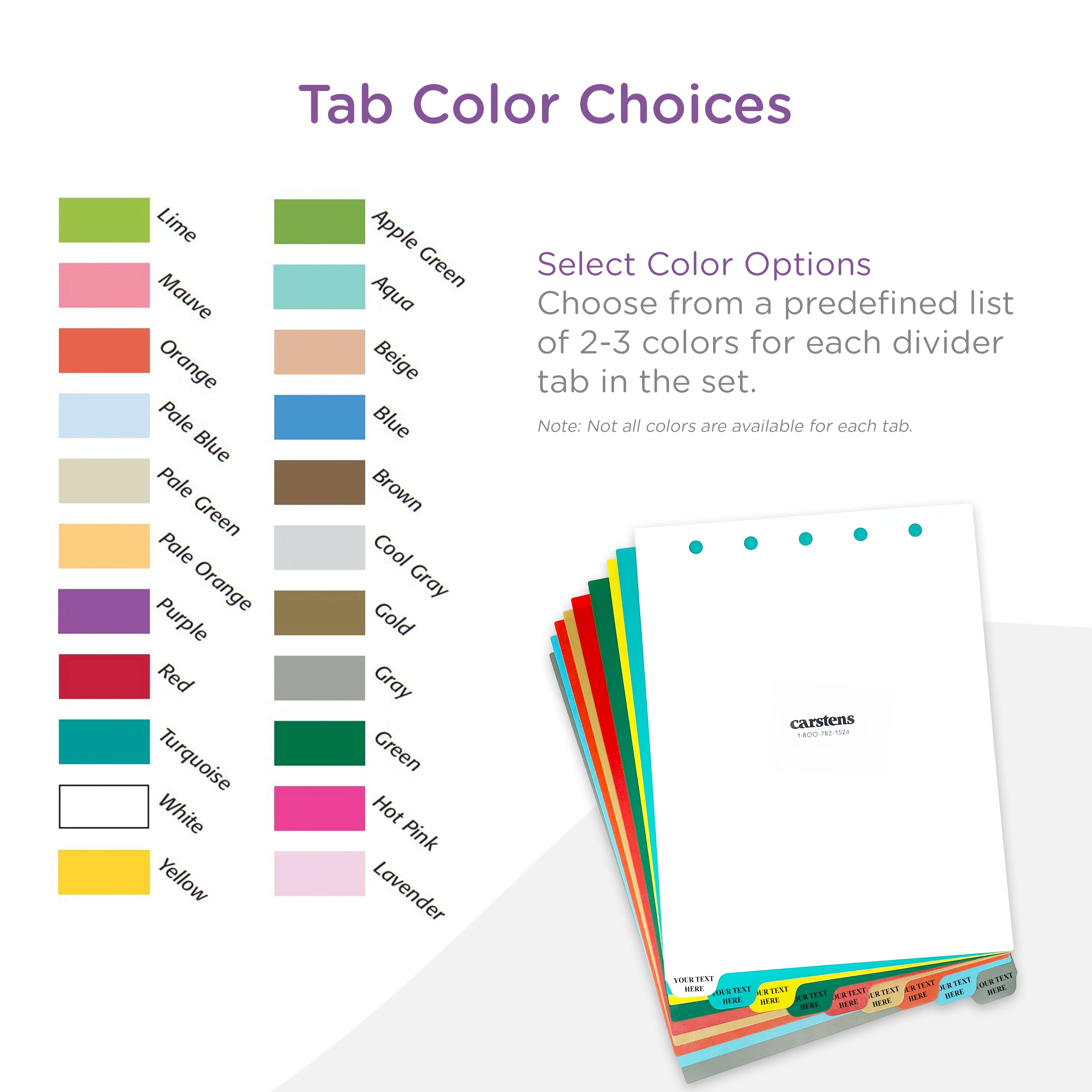 Custom Self-Titled Plastic Index Divider Sets, Top-Opening