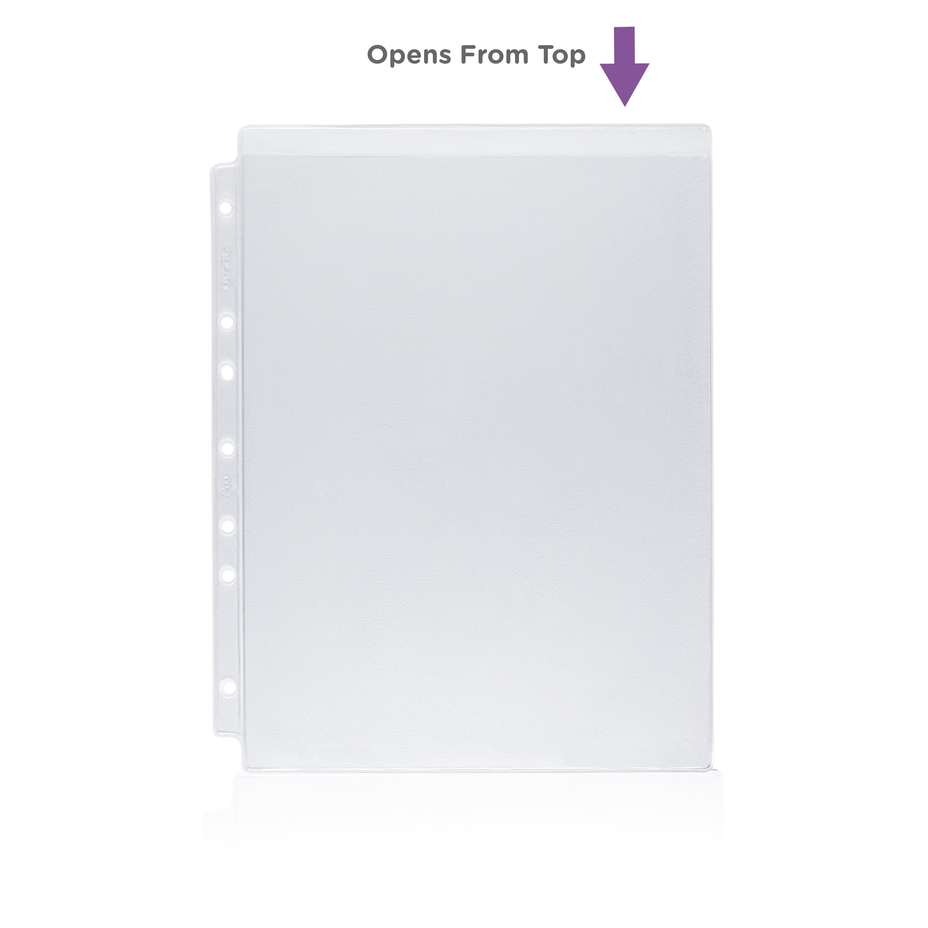 Clear Sheet Protector for Side Opening Ring Binders, Top Loading