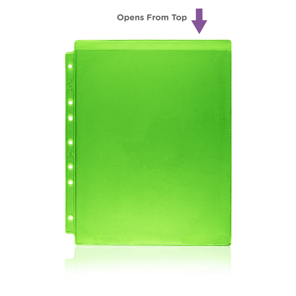 Green Sheet Protector for Side Opening Ring Binders | Carstens